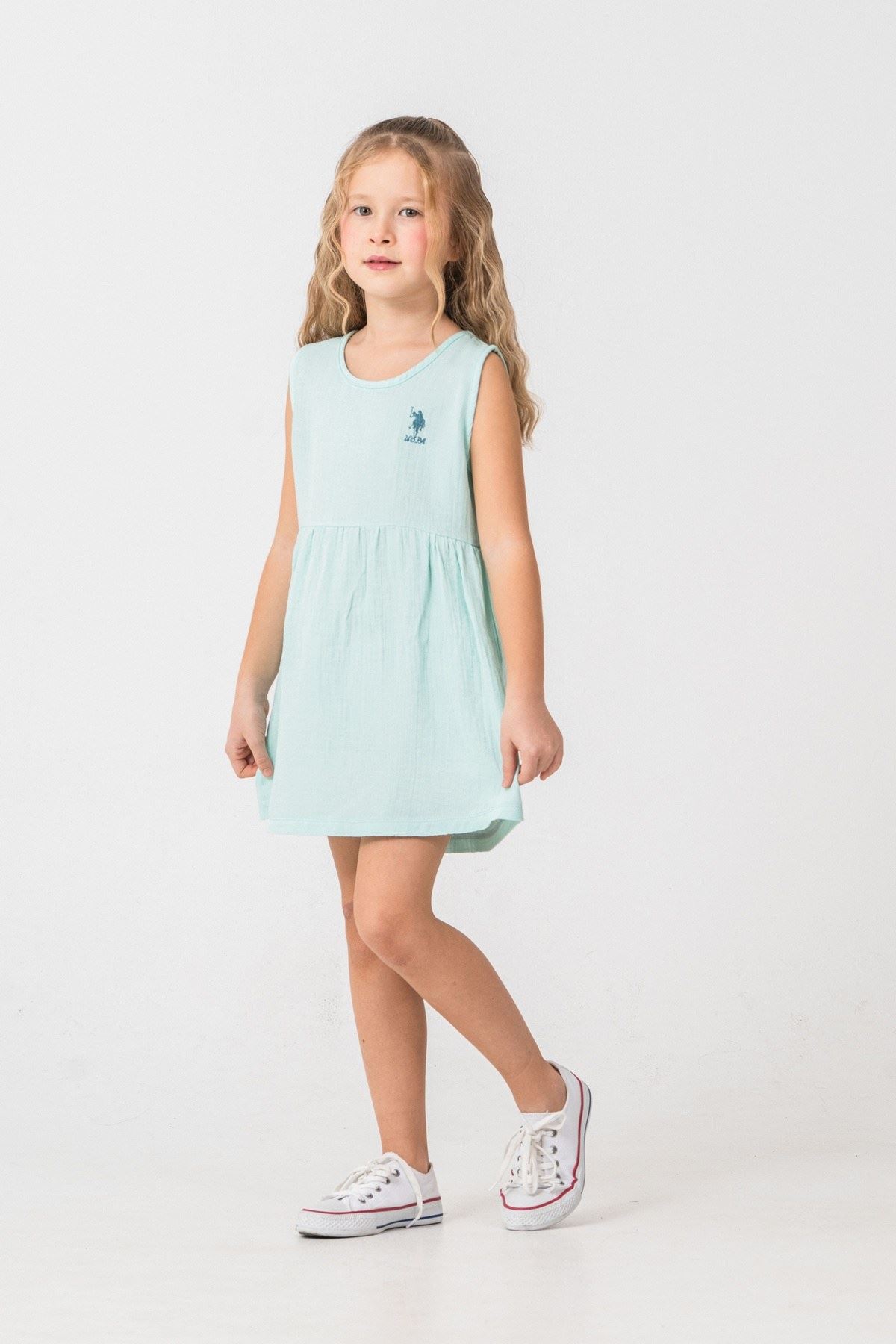 4-9 Yaş Lisanslı Us Polo Assn Kız Çocuk Elbise-Nil