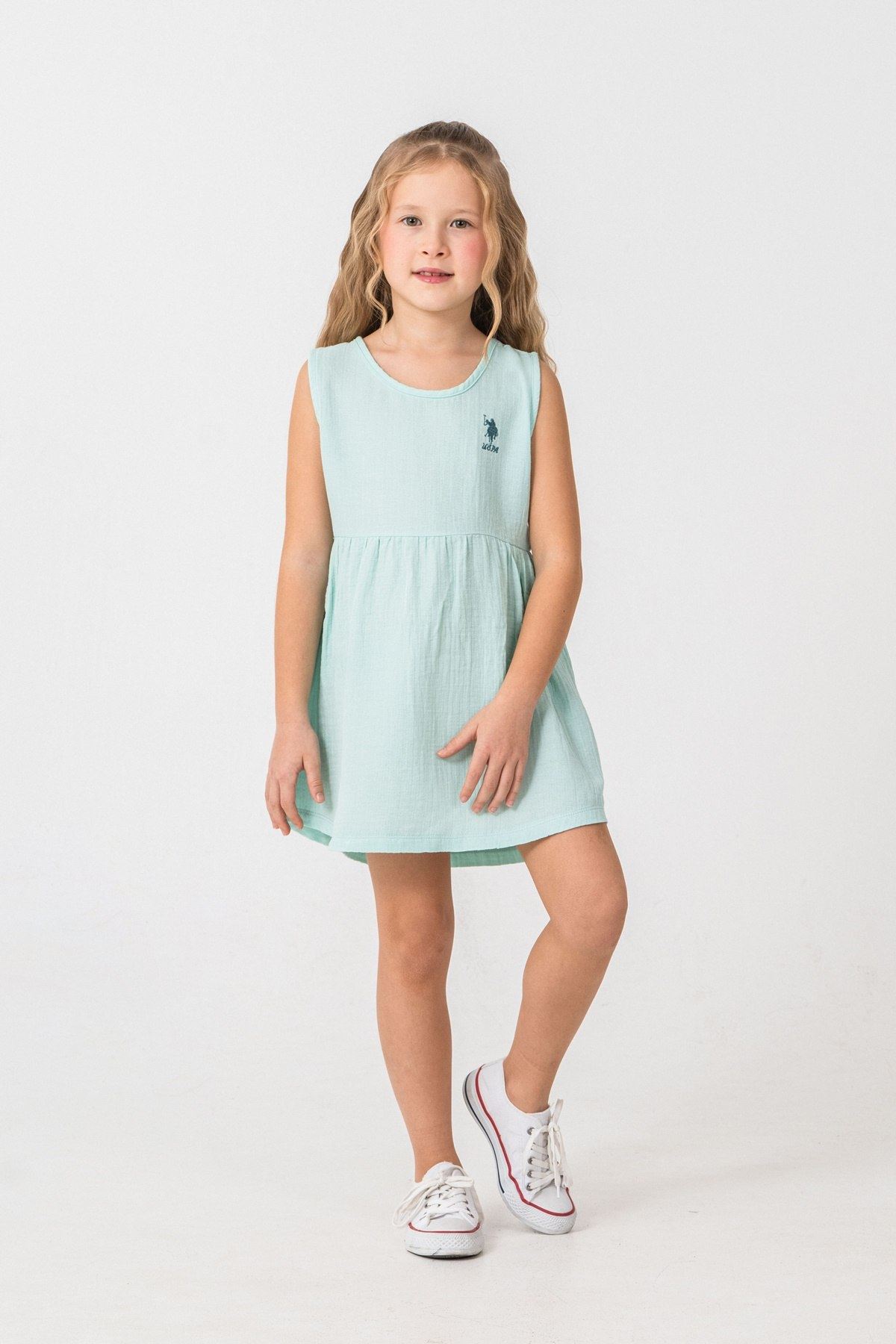 4-9 Yaş Lisanslı Us Polo Assn Kız Çocuk Elbise-Nil