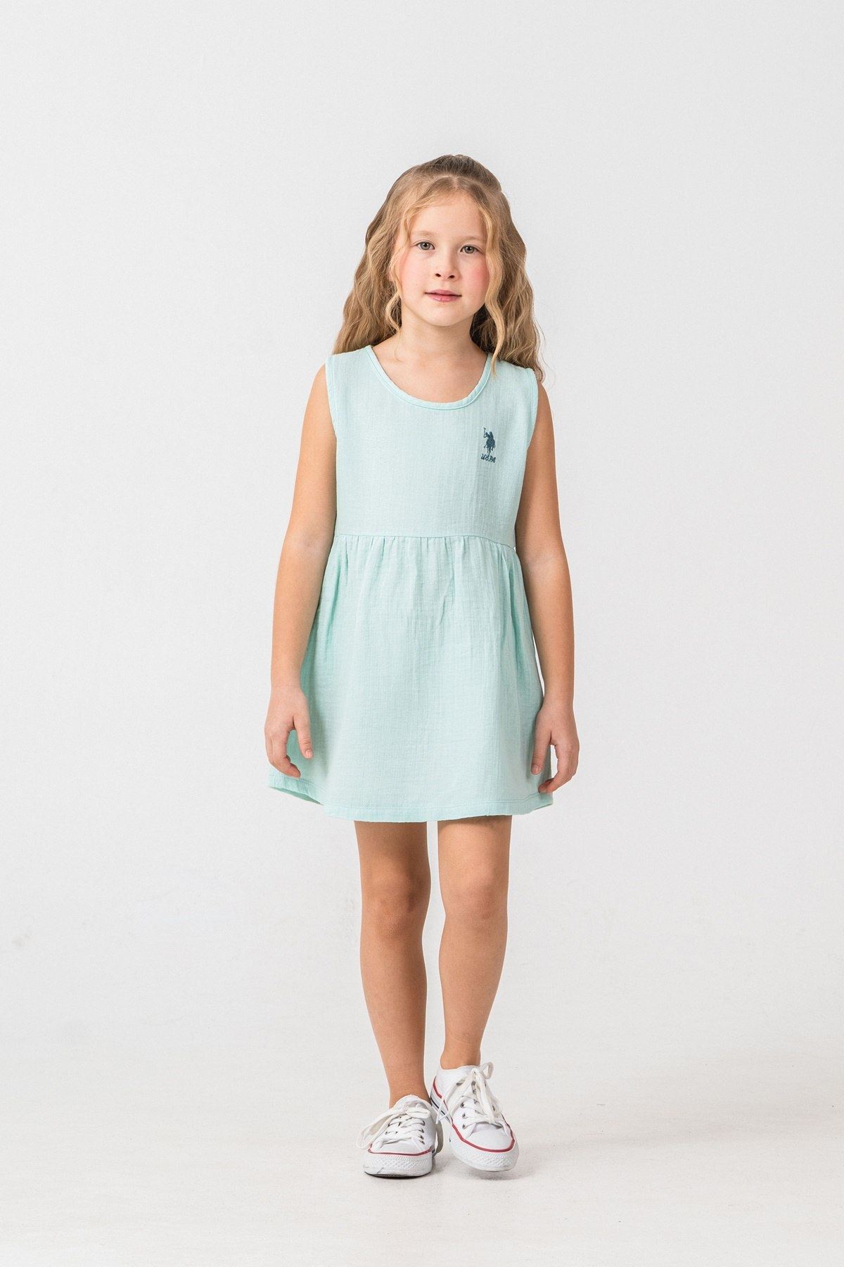 4-9 Yaş Lisanslı Us Polo Assn Kız Çocuk Elbise-Nil