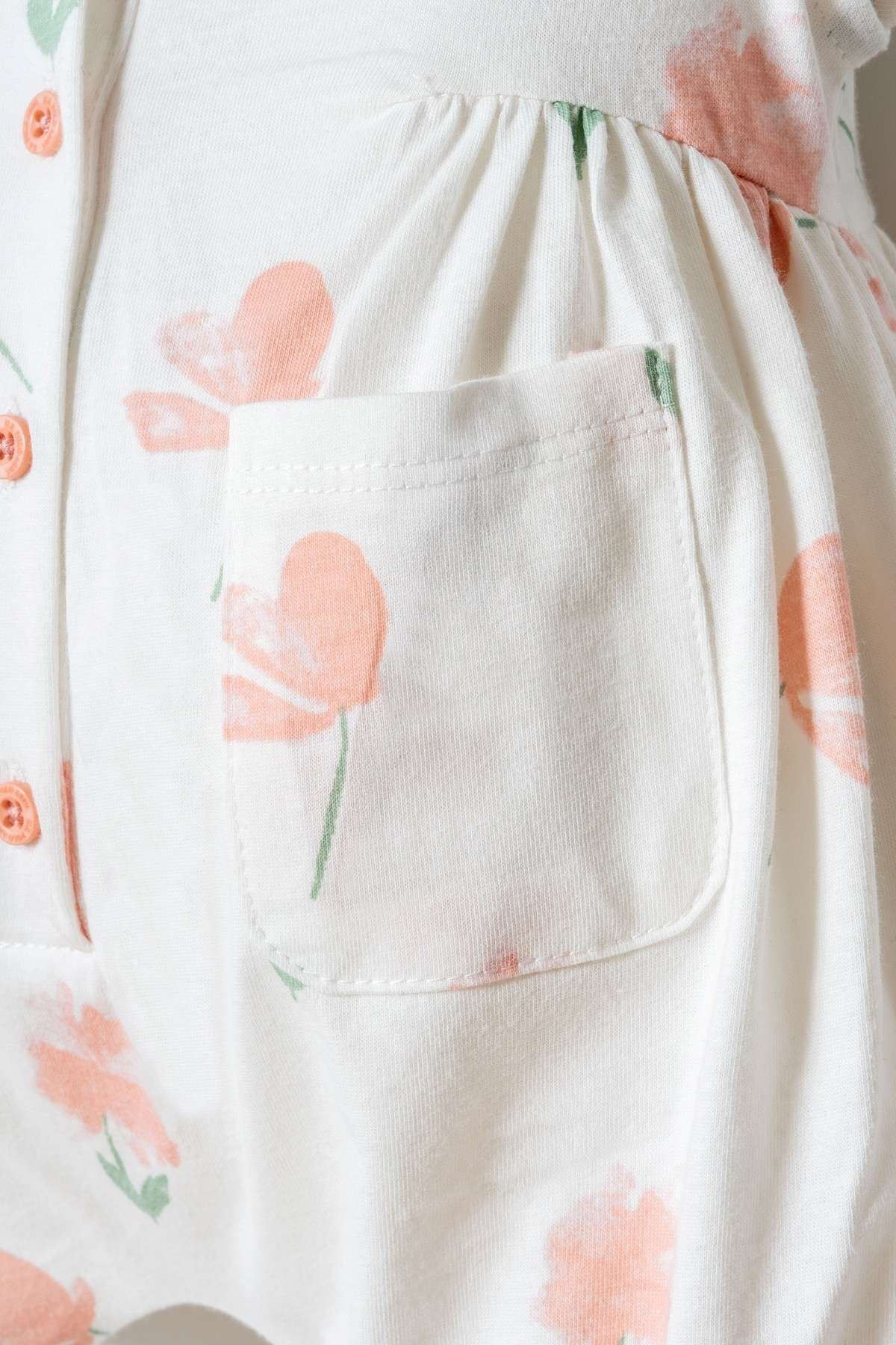 3-24 Ay Lisanslı Us Polo Assn Kız Bebek Tulum-Ekru