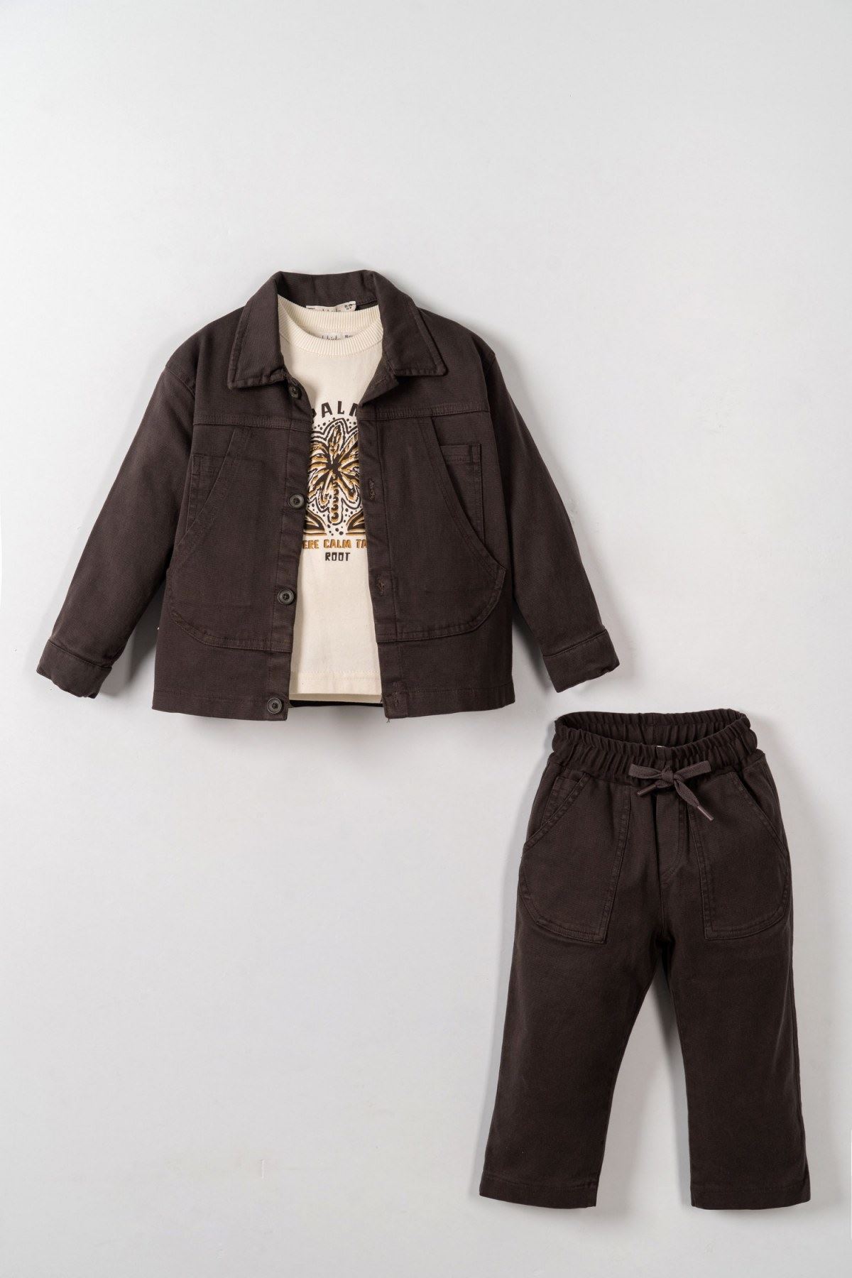 1-4 Yaş Ocean Milo Erkek Çocuk 3'Lü Takım-Latte