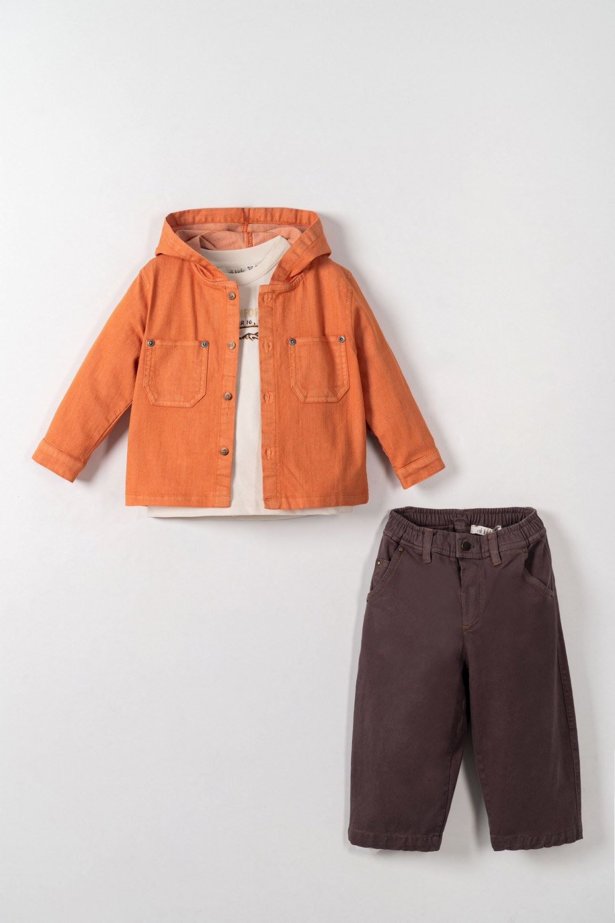 1-4 Yaş Rain Forest Erkek Çocuk 3'Lü Takım-Kiremit