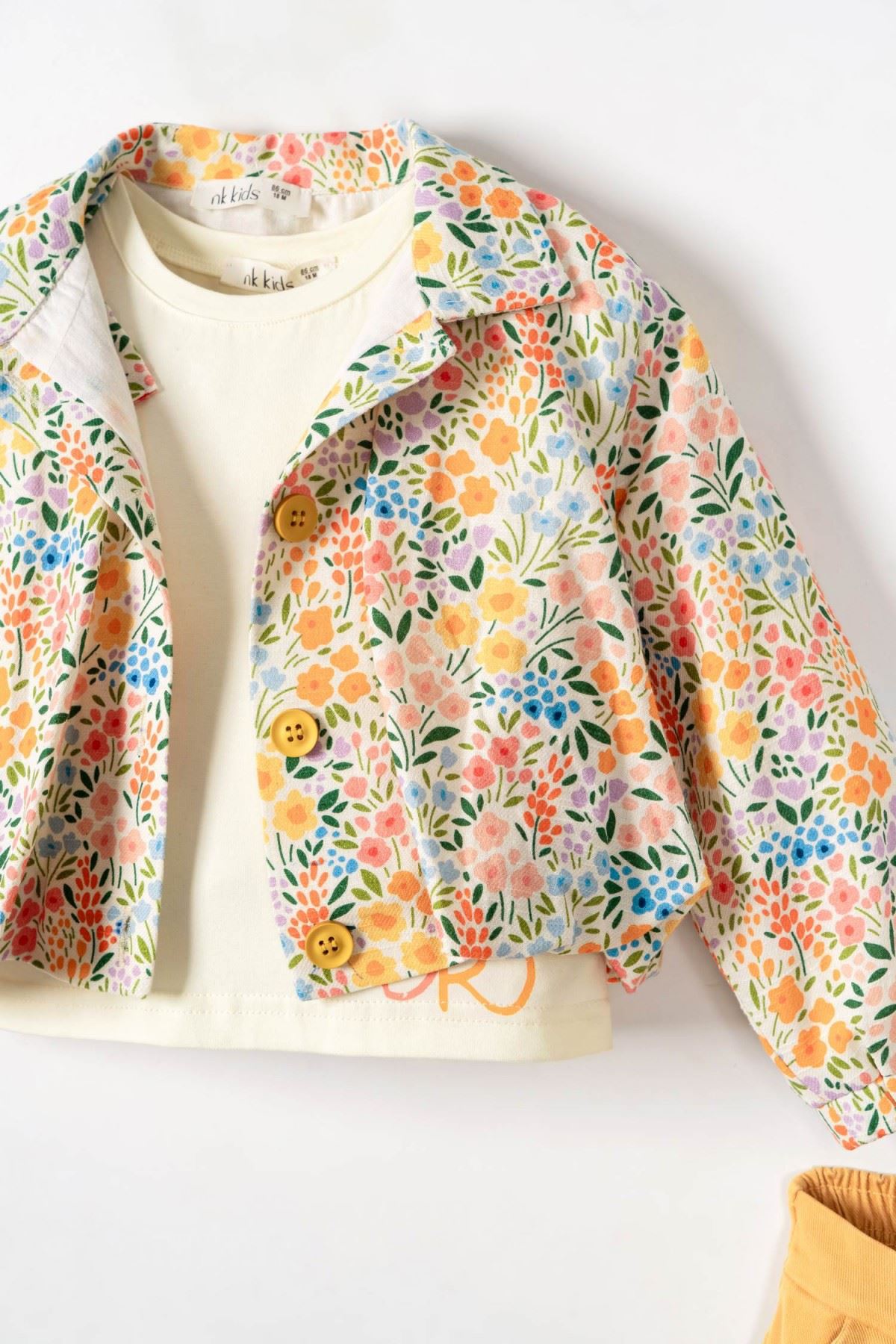 1-4 Yaş Flora Luna Kız Çocuk 3'Lü Takım-Oranj