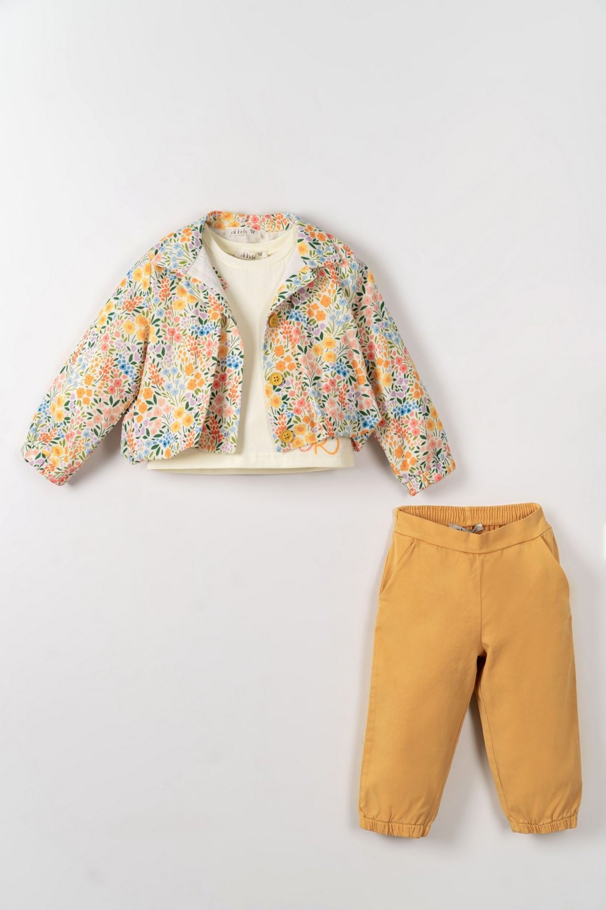 1-4 Yaş Flora Luna Kız Çocuk 3'Lü Takım-Oranj