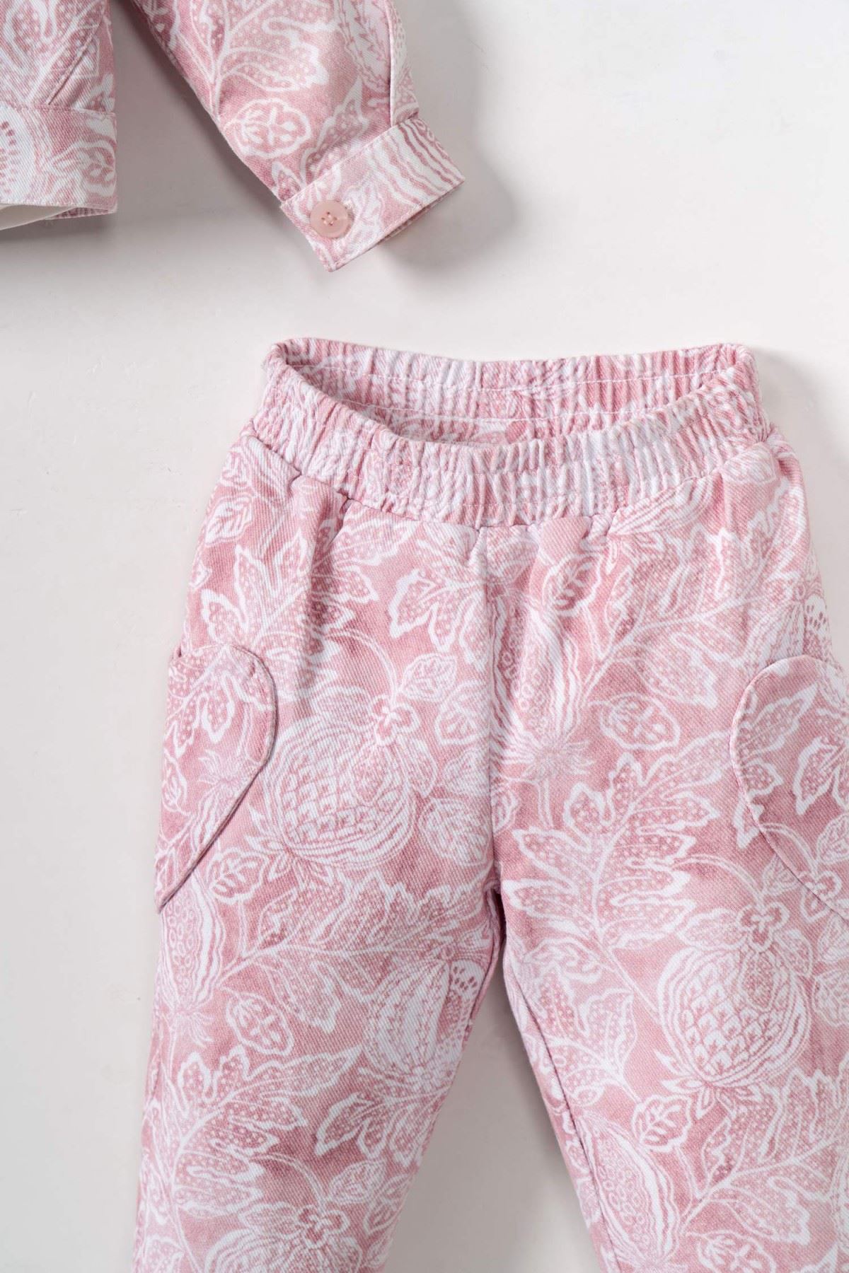 1-4 Yaş Arya Belle Kız Çocuk 3'Lü Takım-Pudra