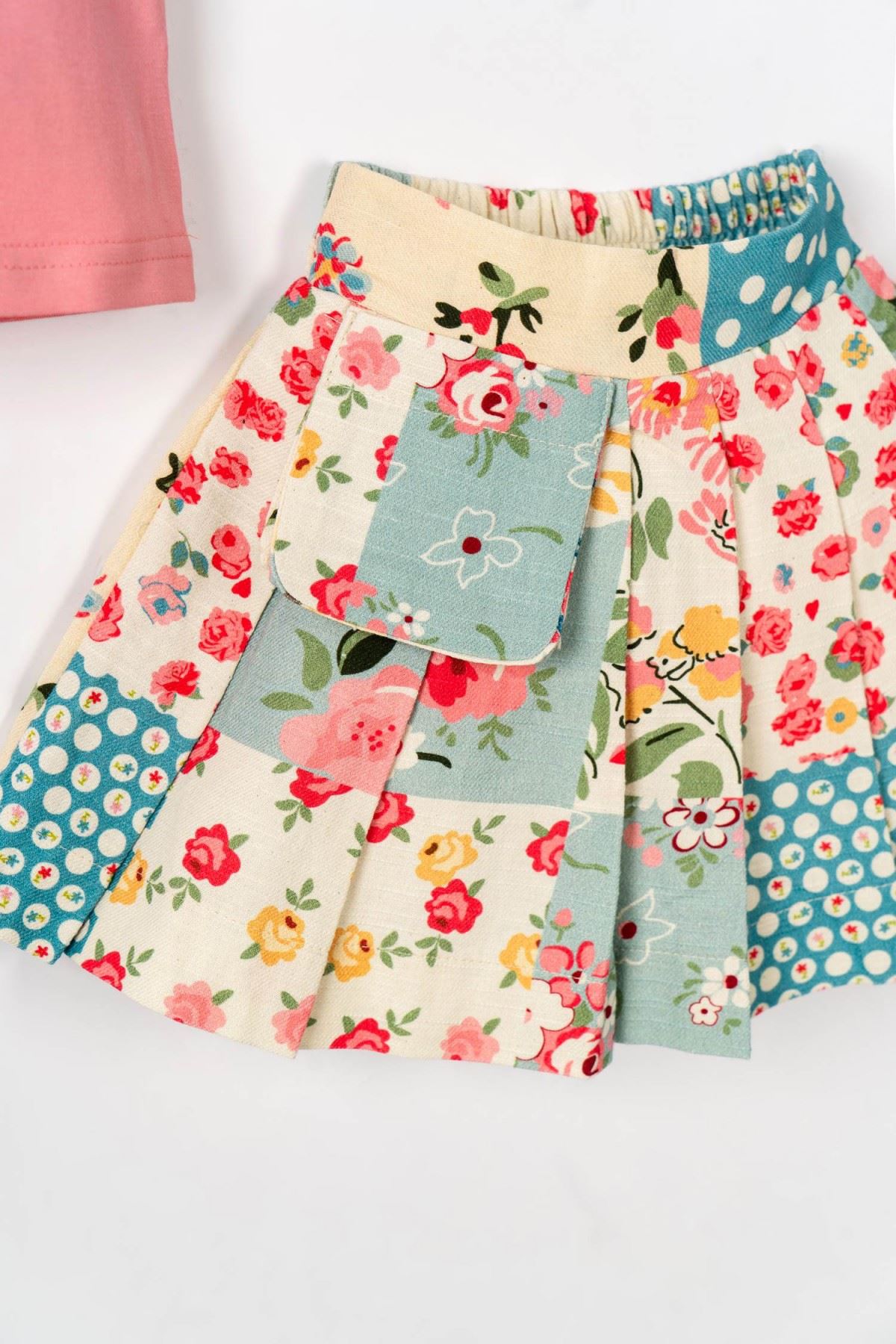 1-4 Yaş Arya Girl Kız Çocuk Etekli Takım-Pembe