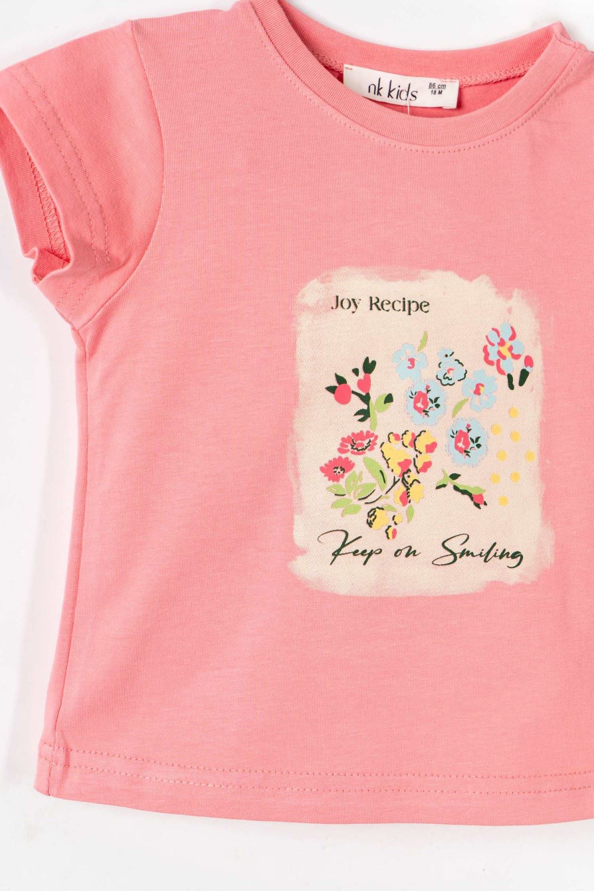 1-4 Yaş Arya Girl Kız Çocuk Etekli Takım-Pembe