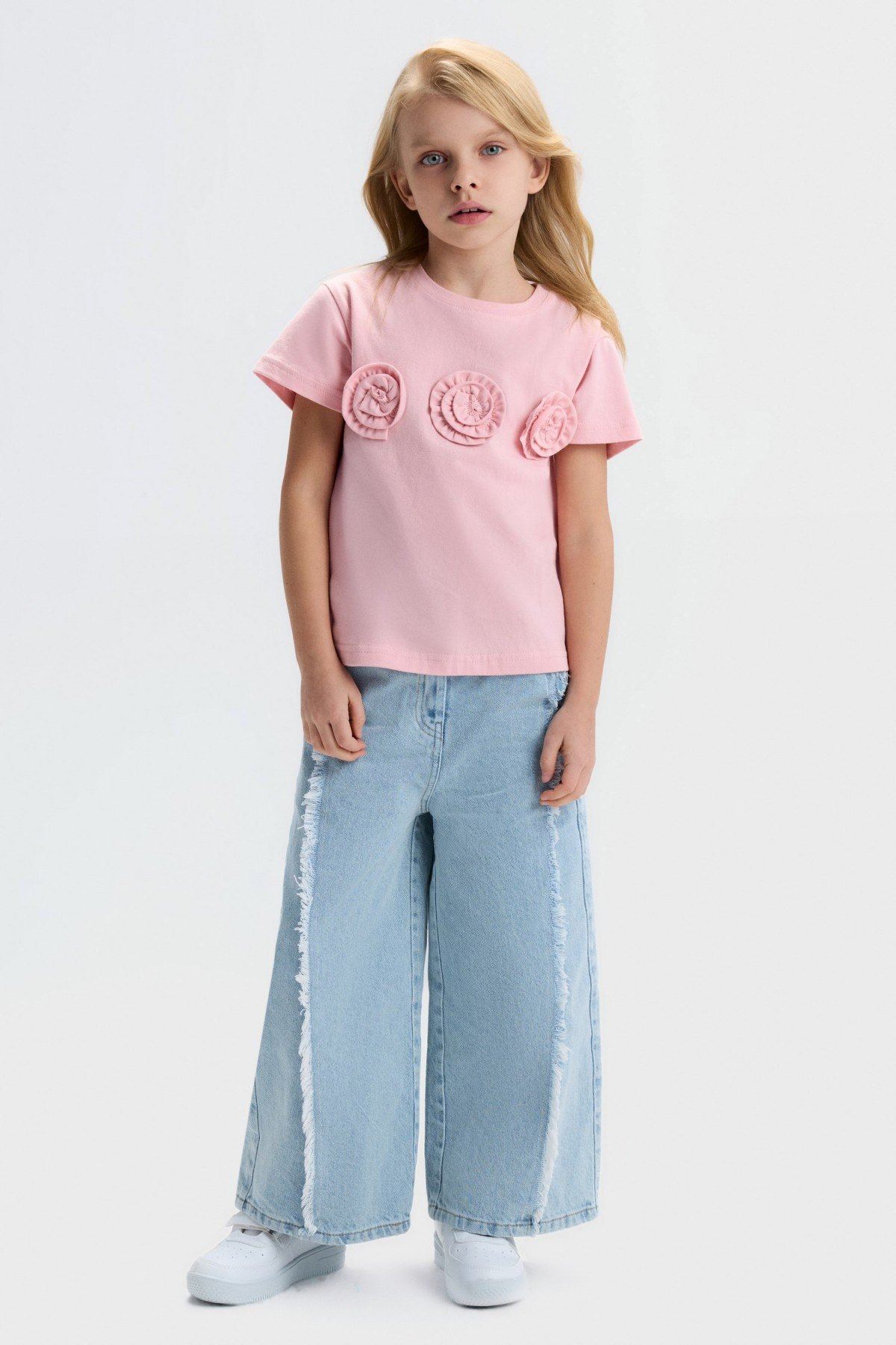 4-8 Yaş Lina Mini Kız Çocuk T-Shirt-Pembe