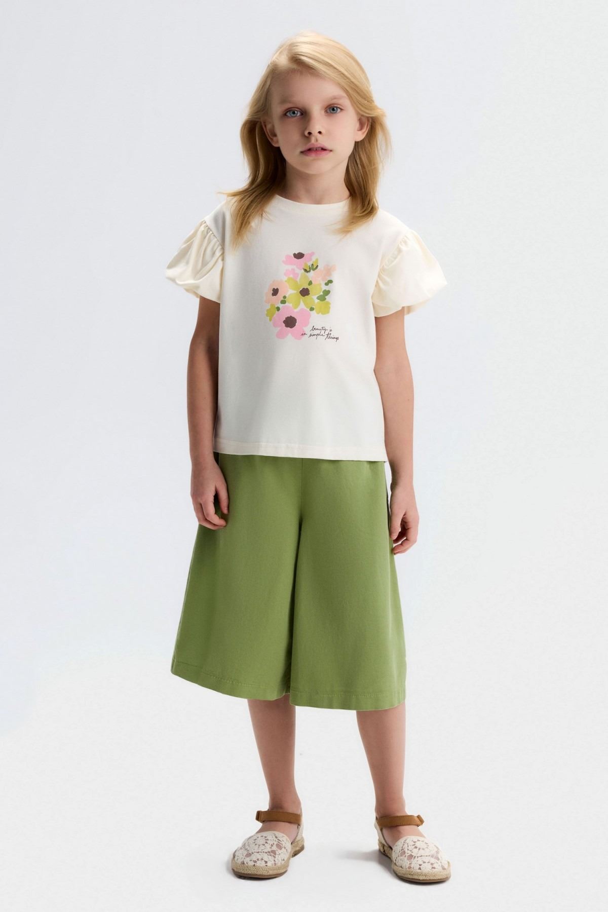 4-8 Yaş Sunny Lily Kız Çocuk Takım-Latte