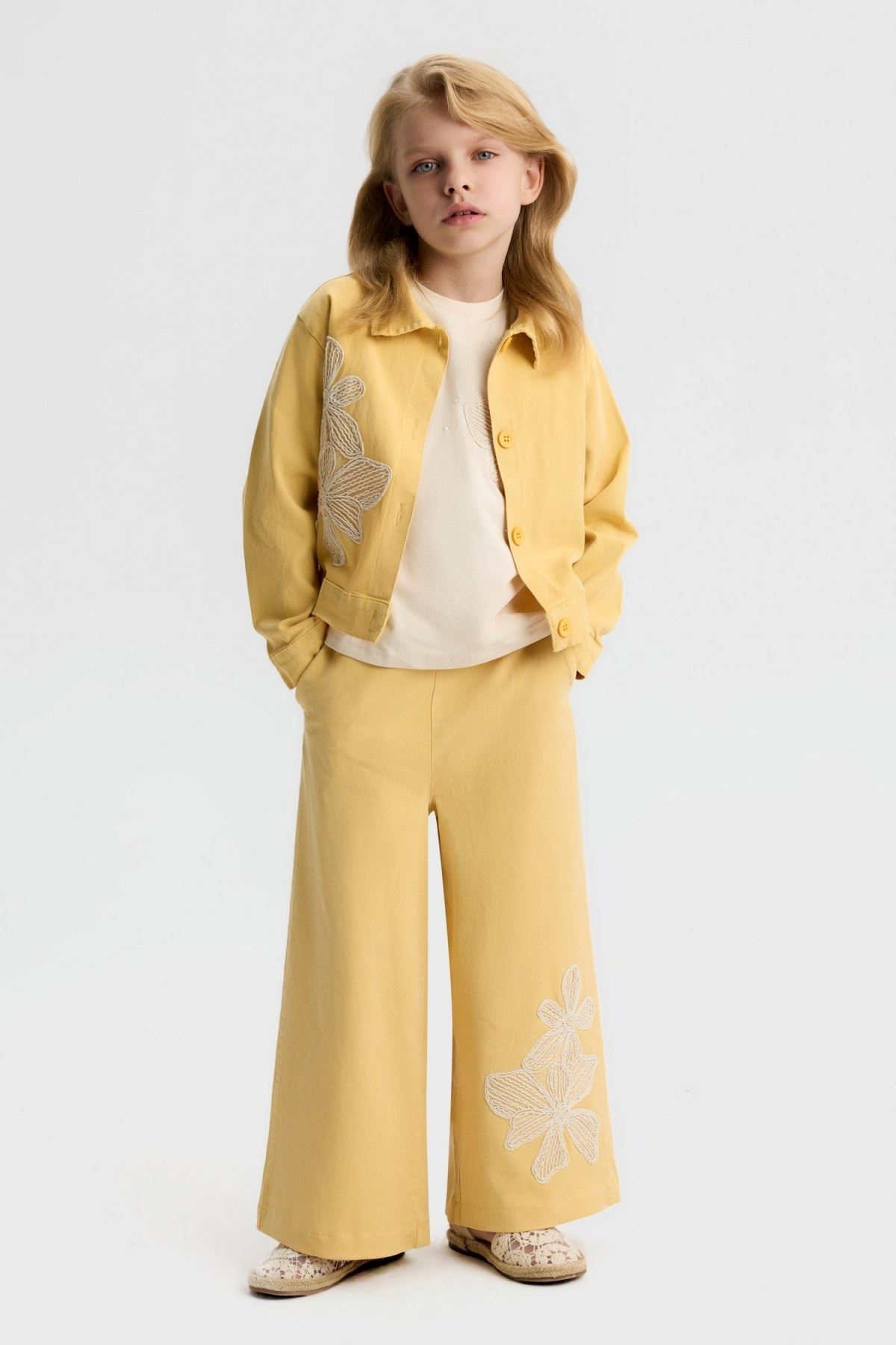 4-8 Yaş Stella Chic Kız Çocuk 3'Lü Takım-Sarı