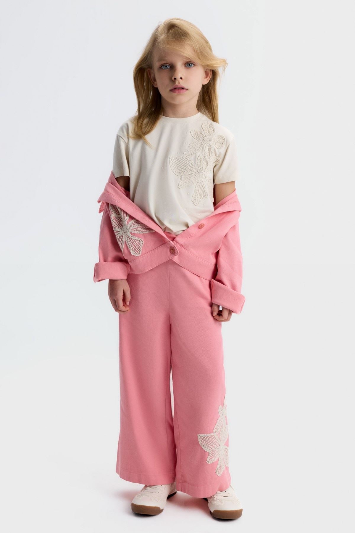 4-8 Yaş Stella Chic Kız Çocuk 3'Lü Takım-Pembe