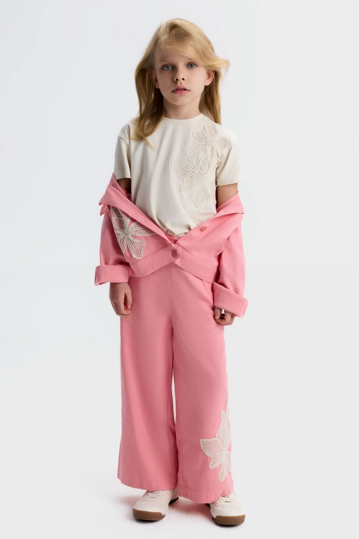 4-8 Yaş Stella Chic Kız Çocuk 3'Lü Takım-Pembe