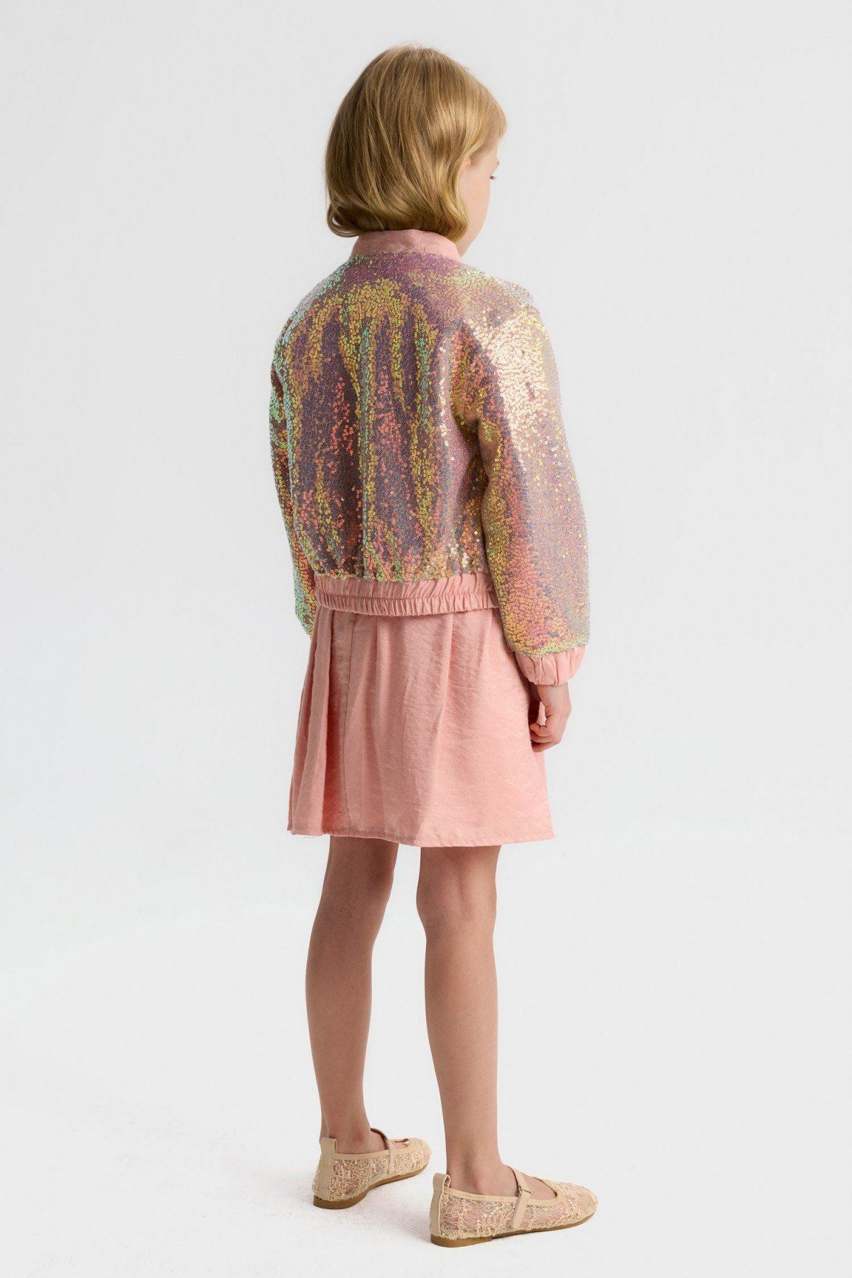 4-8 Yaş Rosetta Flower Kız Çocuk 3'Lü Takım-Pembe