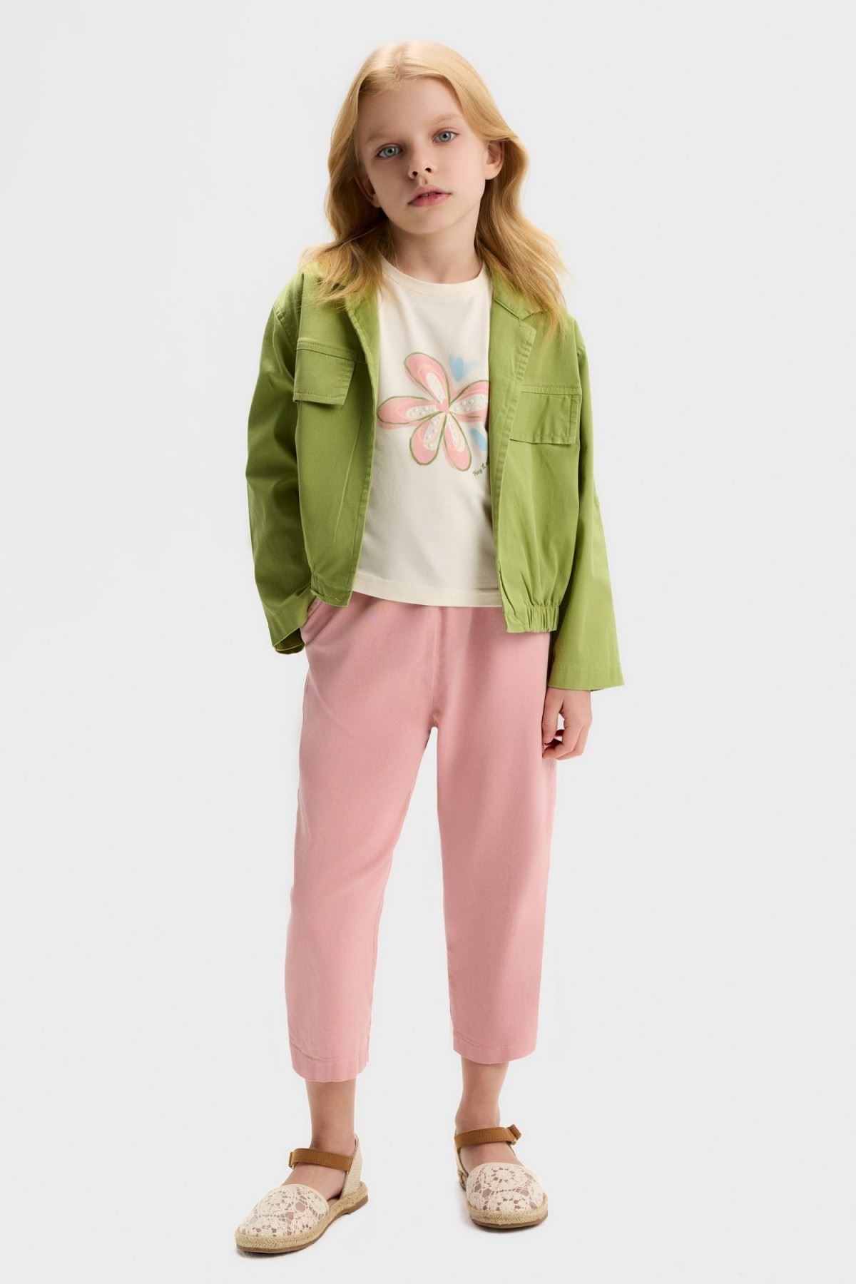 4-8 Yaş Chamberry Flat Kız Çocuk 3'Lü Takım-Yeşil