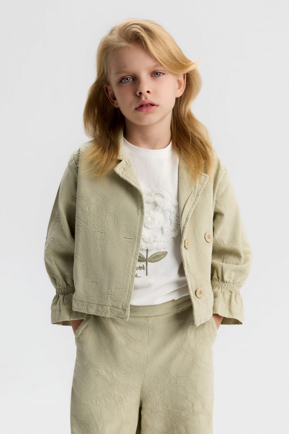 4-8 Yaş Flower Cannes Kız Çocuk 3'Lü Takım-Haki