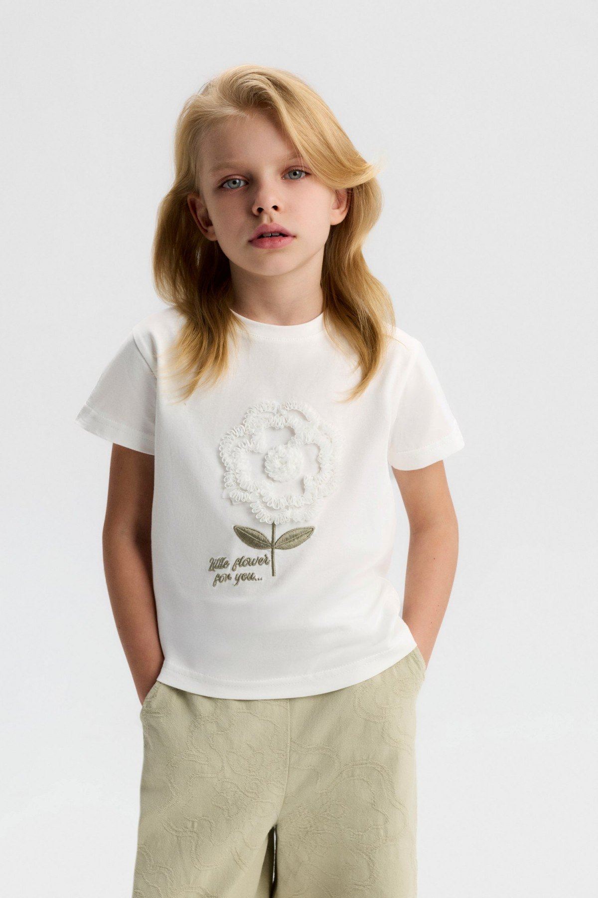 4-8 Yaş Flower Cannes Kız Çocuk 3'Lü Takım-Haki