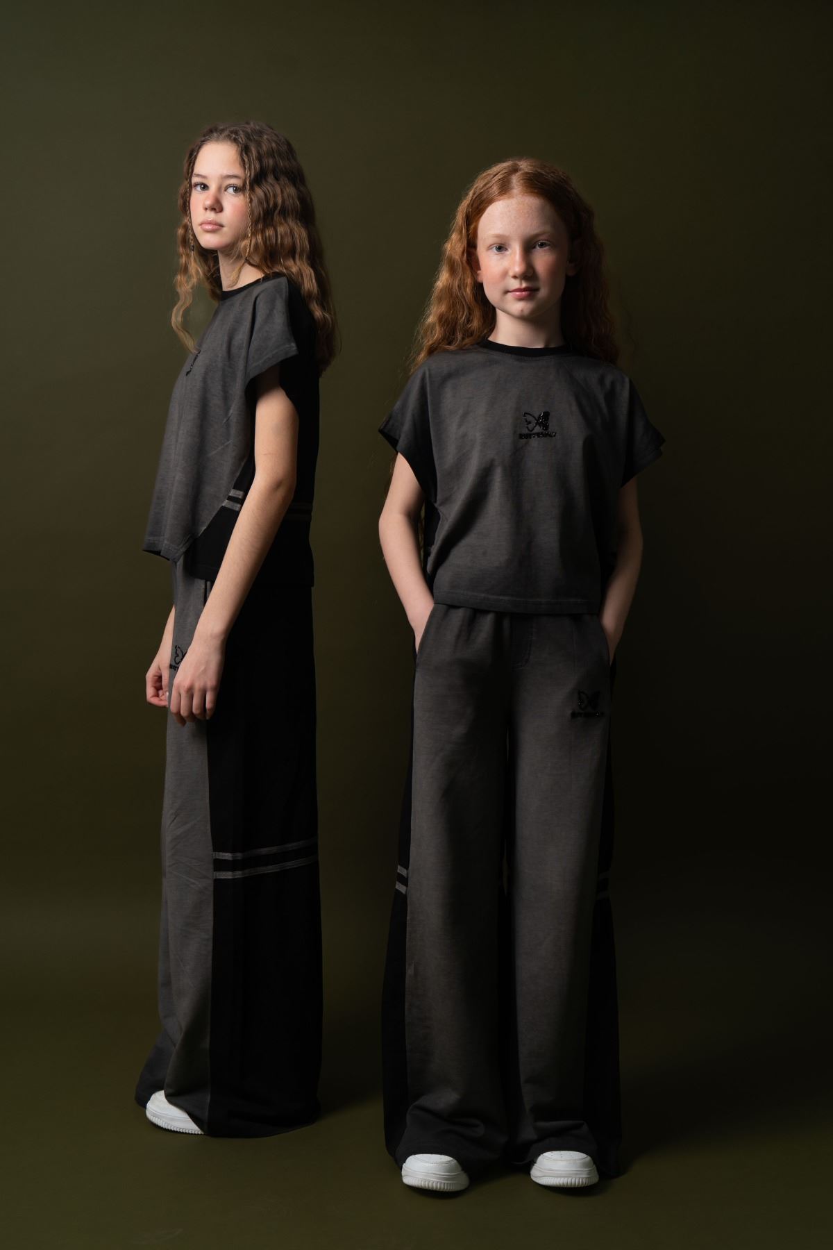 9-15 Yaş Black Butterfly Kız Çocuk Takım-Siyah