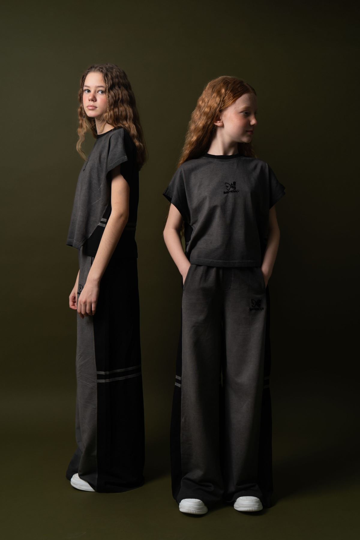 9-15 Yaş Black Butterfly Kız Çocuk Takım-Siyah