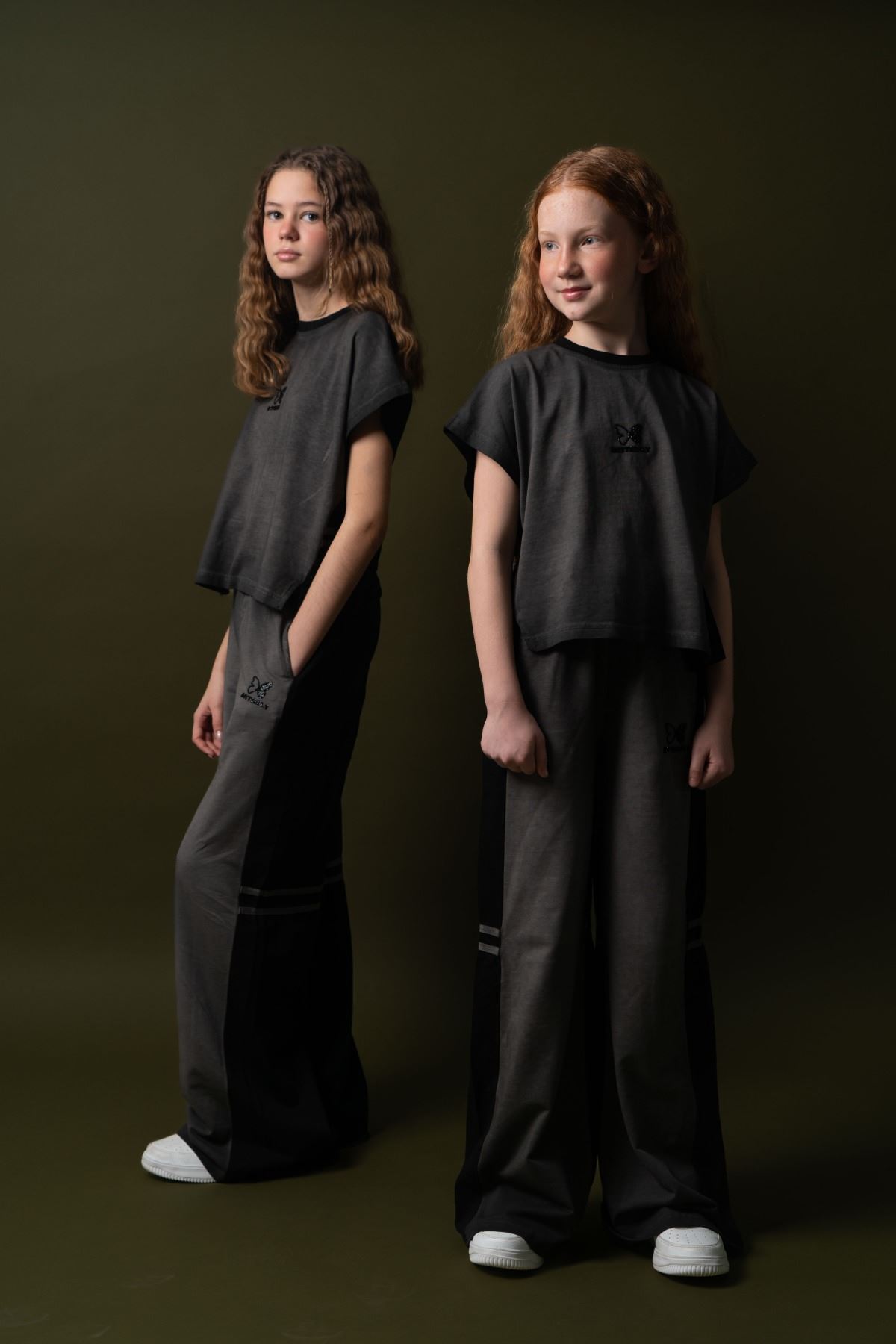 9-15 Yaş Black Butterfly Kız Çocuk Takım-Siyah