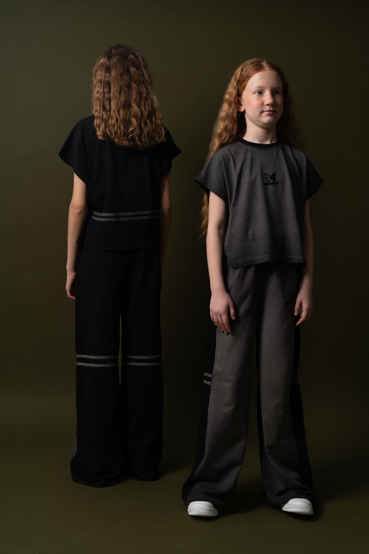 9-15 Yaş Black Butterfly Kız Çocuk Takım-Siyah