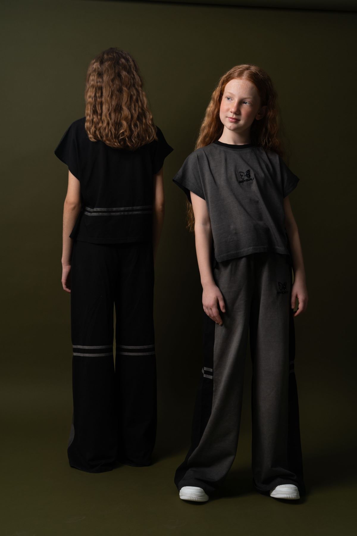 9-15 Yaş Black Butterfly Kız Çocuk Takım-Siyah