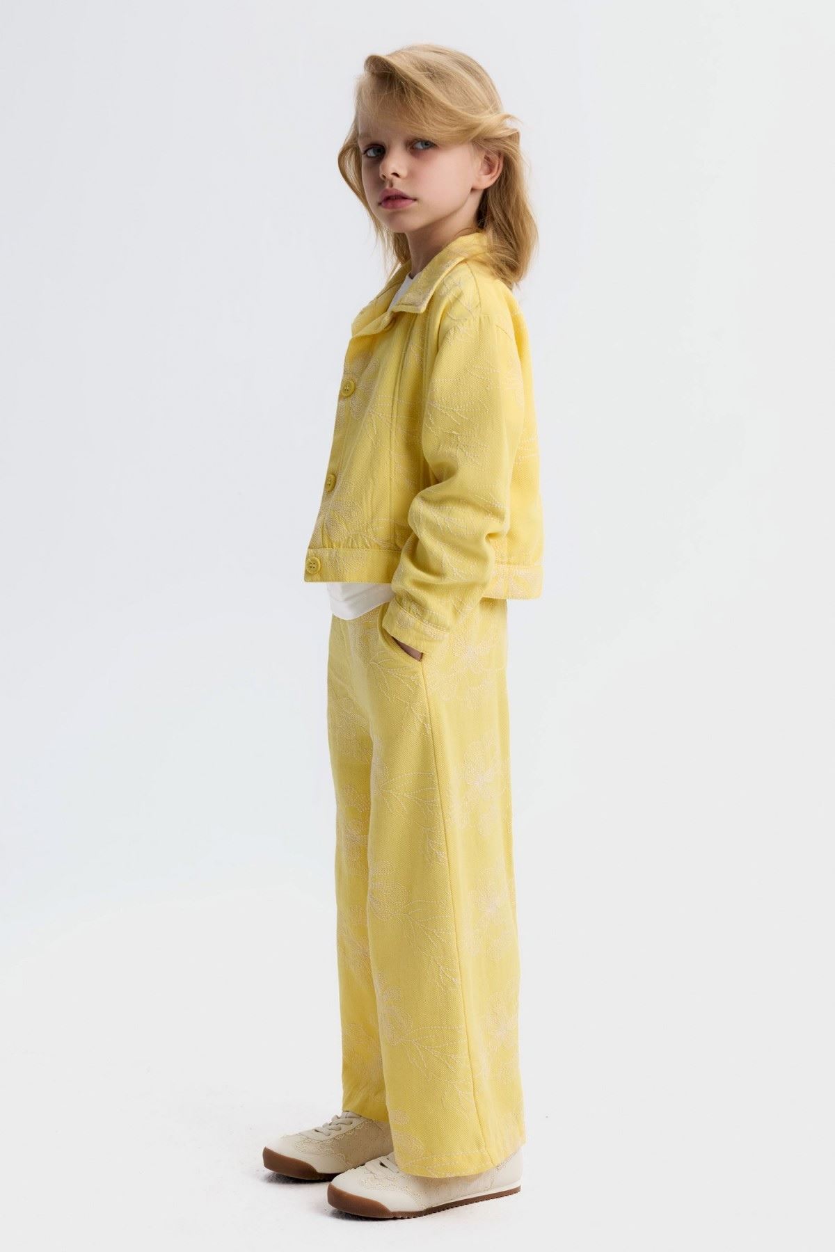 4-8 Yaş Elen Paris Kız Çocuk 3'Lü Takım-Sarı