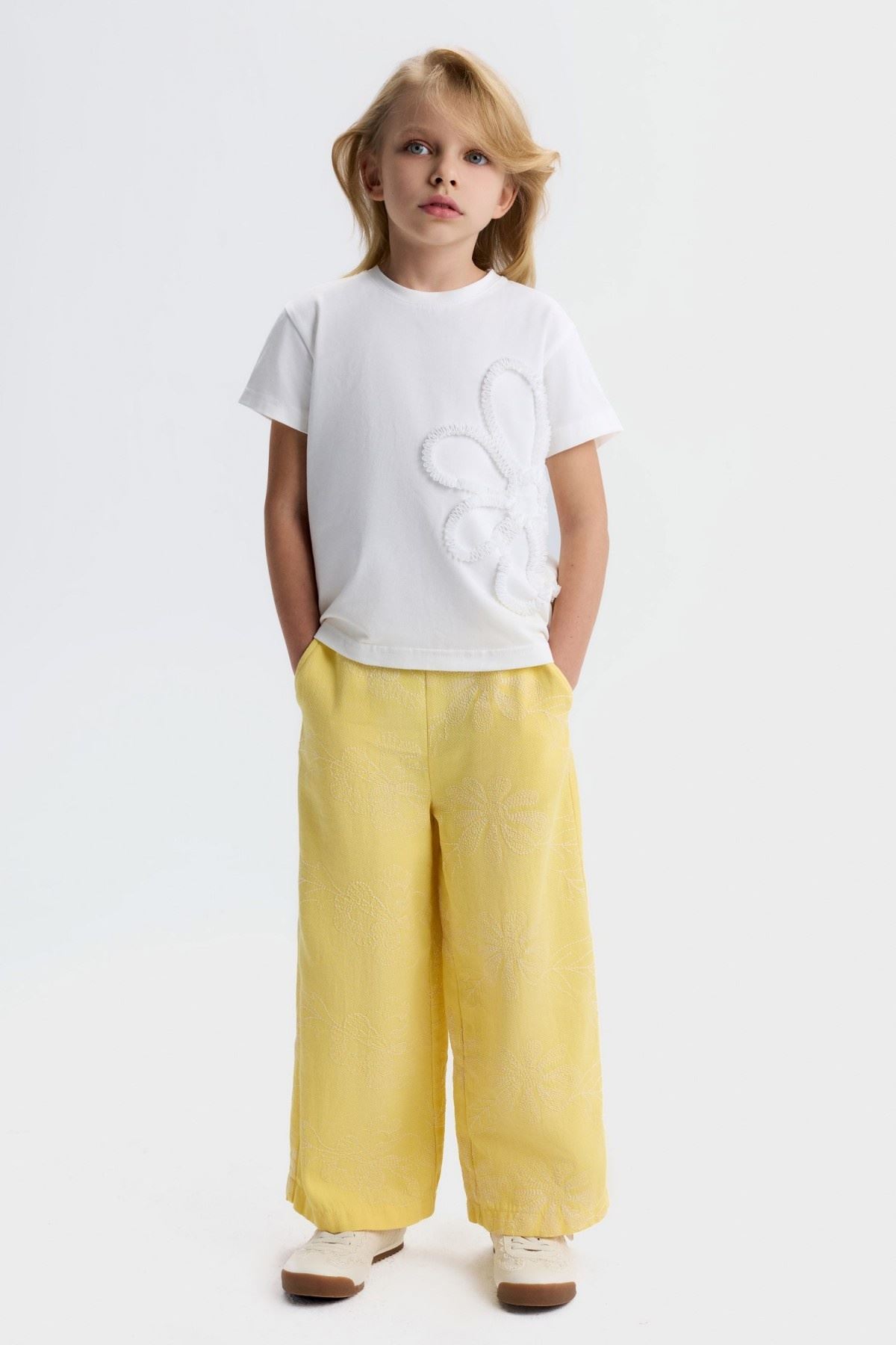 4-8 Yaş Elen Paris Kız Çocuk 3'Lü Takım-Sarı