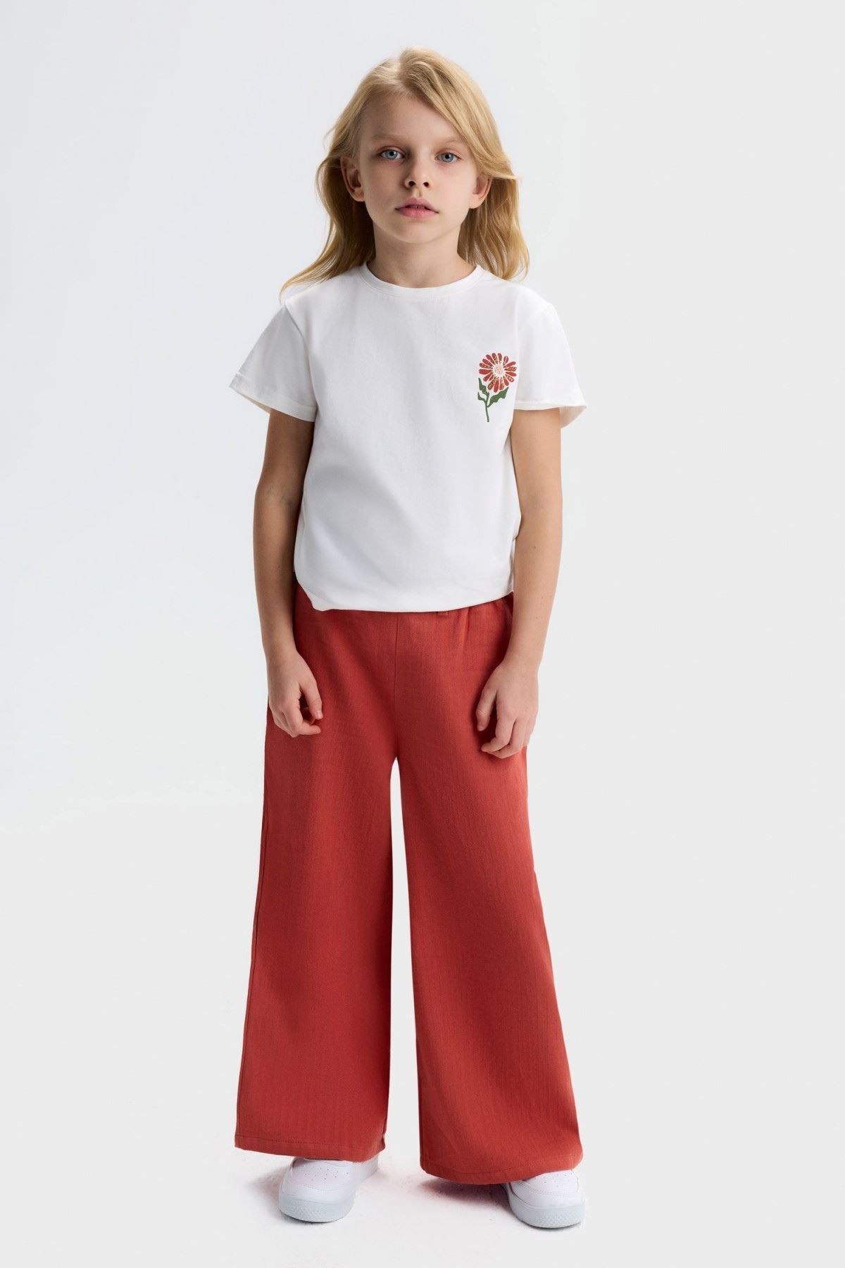 4-8 Yaş Funny Bella Kız Çocuk 3'Lü Takım-Kiremit