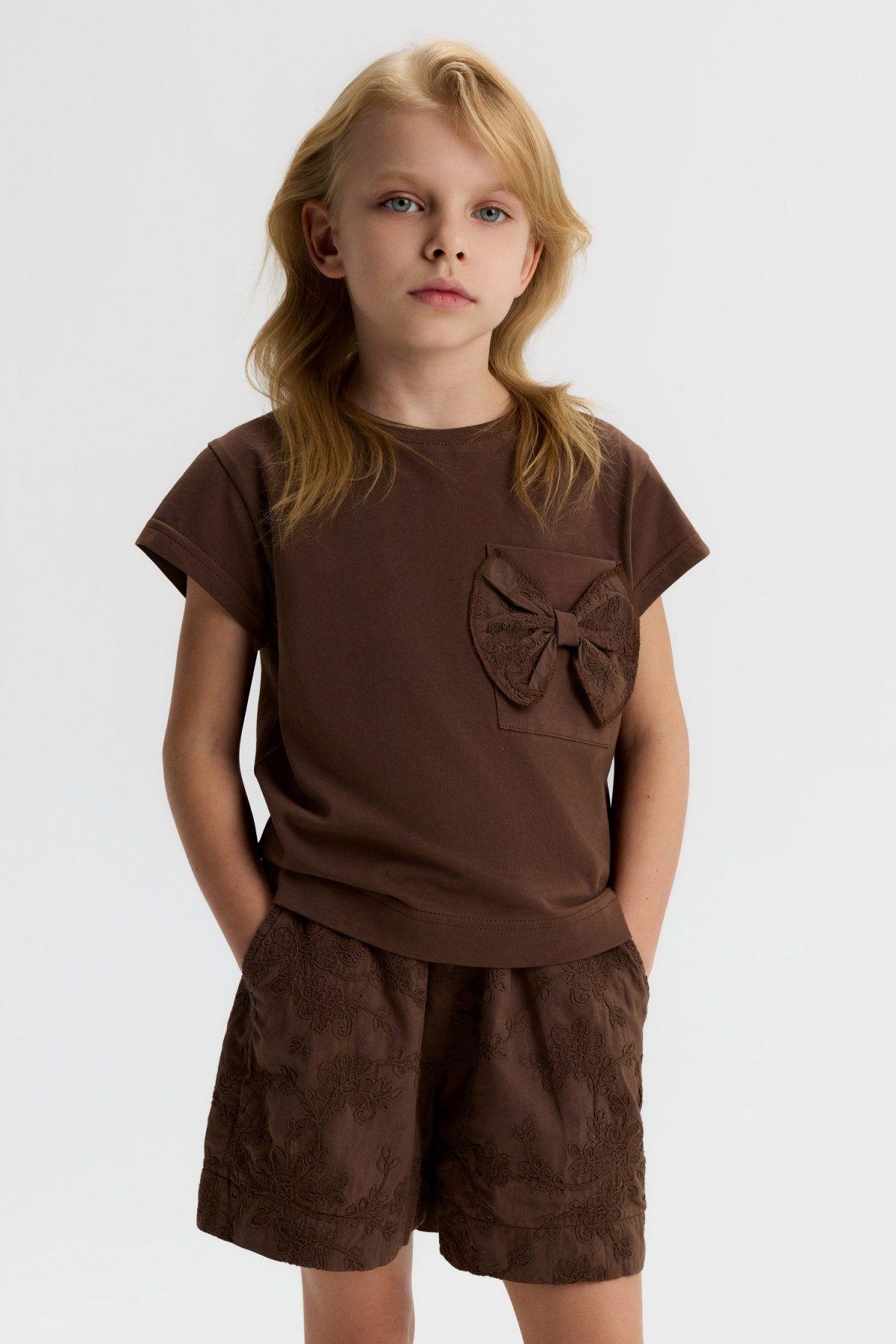 4-8 Yaş Maya Paris Kız Çocuk Takım-Kahverengi