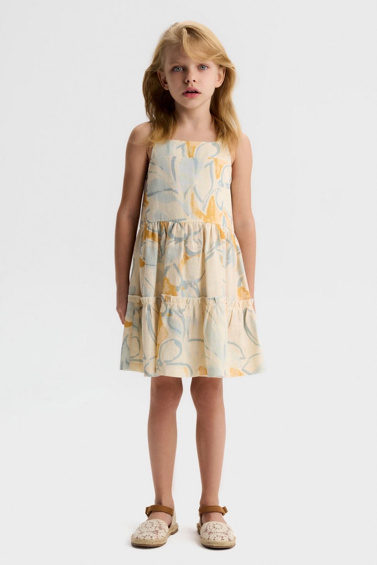 4-8 Yaş Clara Marie Kız Çocuk Elbise-Latte