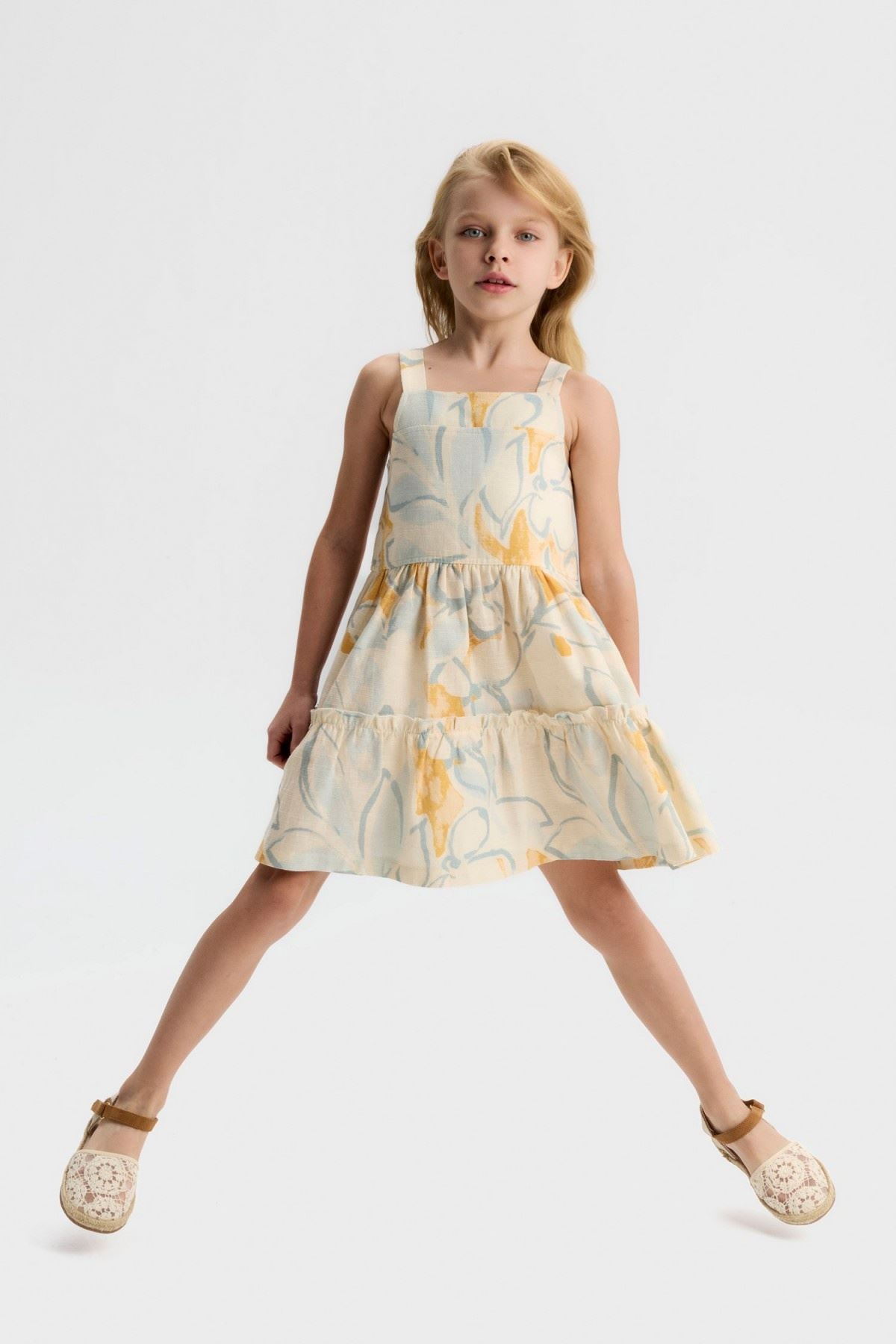 4-8 Yaş Clara Marie Kız Çocuk Elbise-Latte