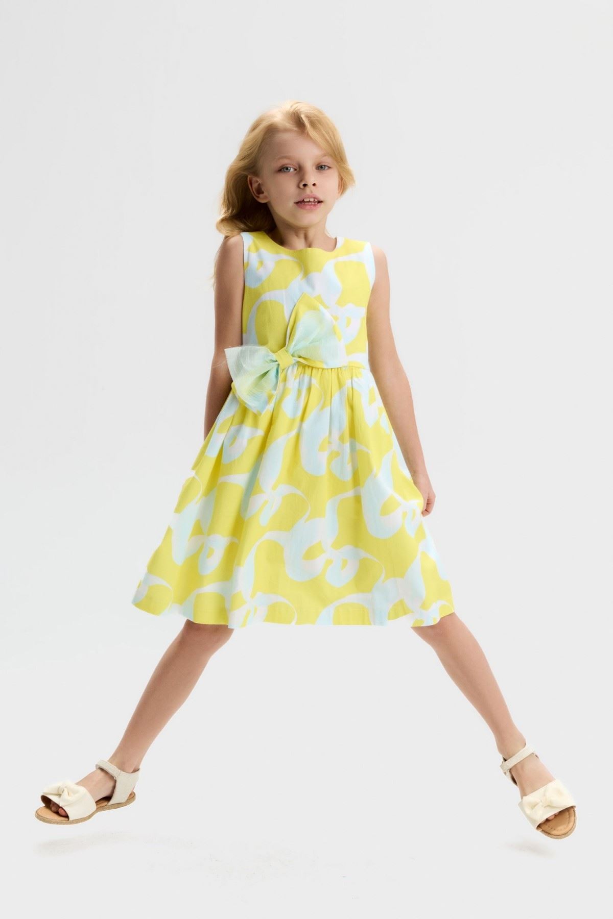 4-8 Yaş Summer Rose Kız Çocuk Elbise-Sarı
