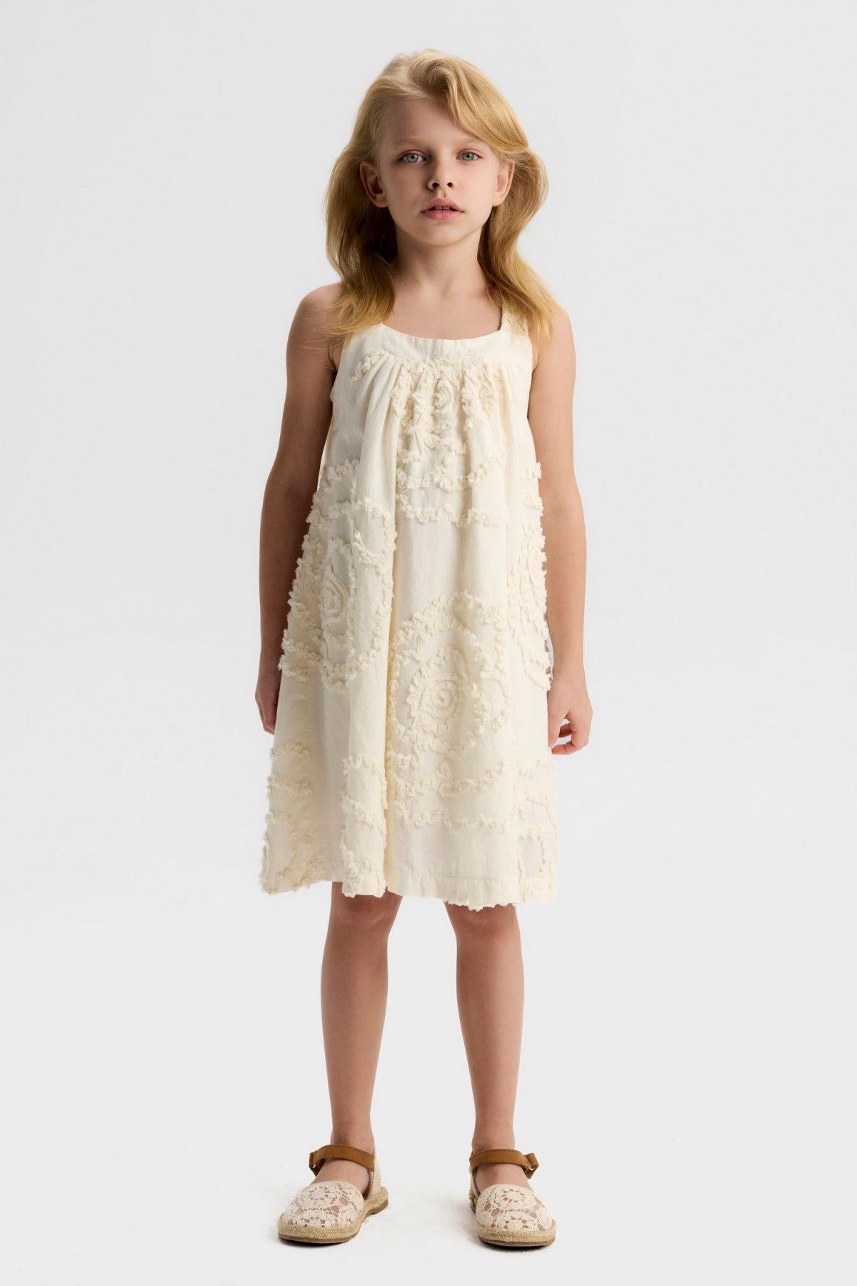 4-8 Yaş Laura Pearl Kız Çocuk Elbise-Latte