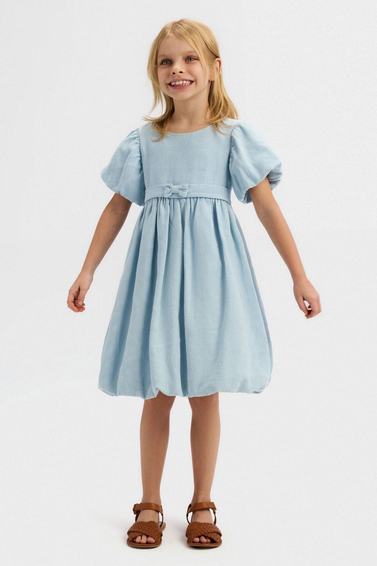 4-8 Yaş Mila Luna Kız Çocuk Elbise-Mavi