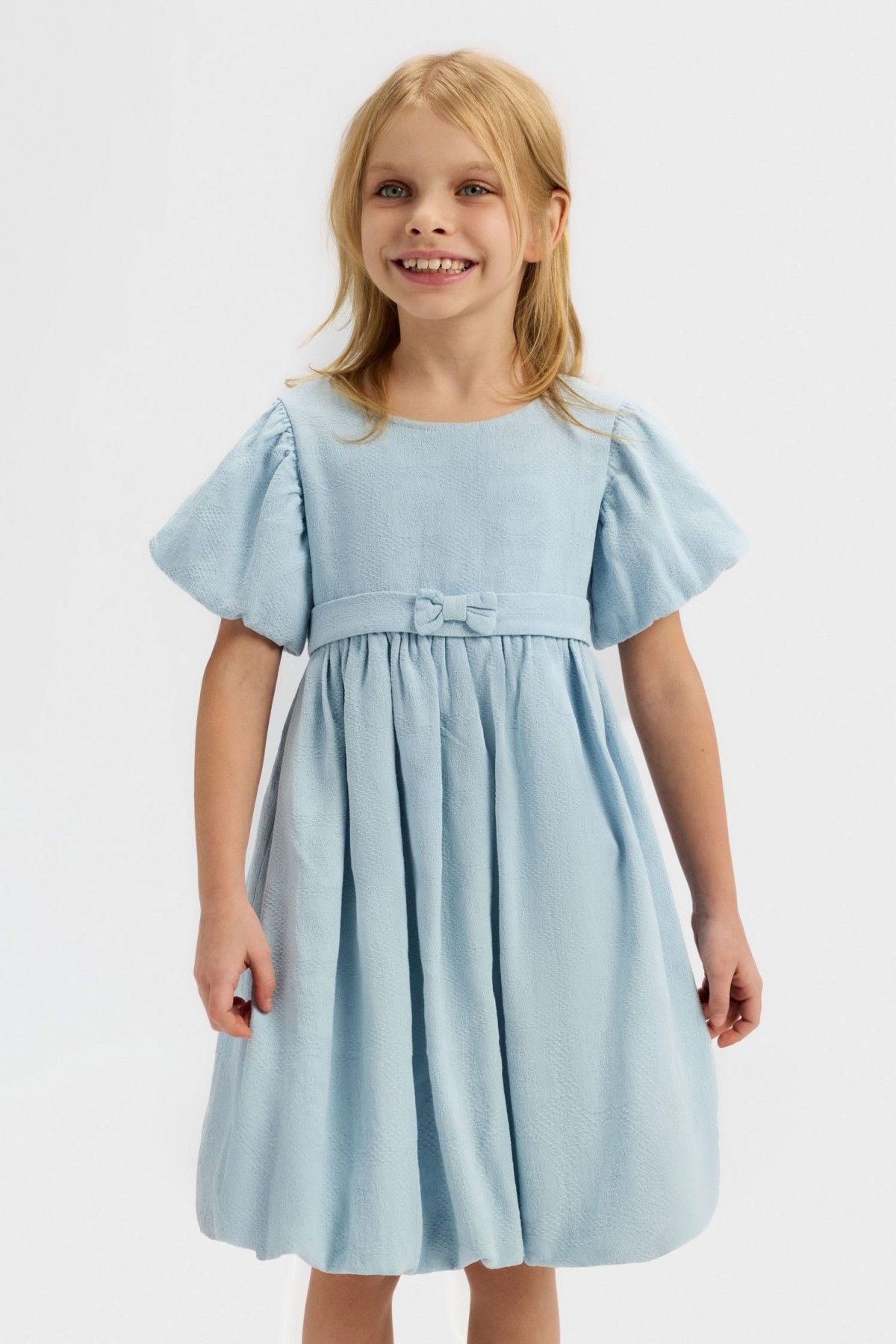 4-8 Yaş Mila Luna Kız Çocuk Elbise-Mavi