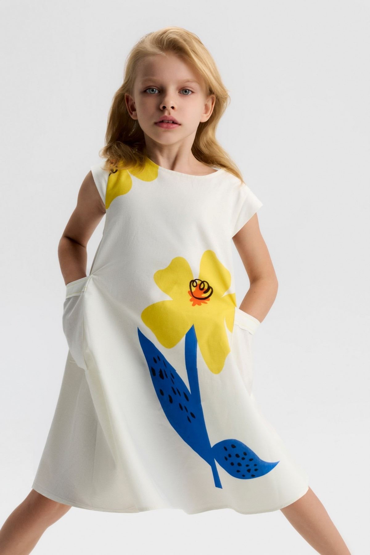 4-8 Yaş Marge Grace Kız Çocuk Elbise-Ekru