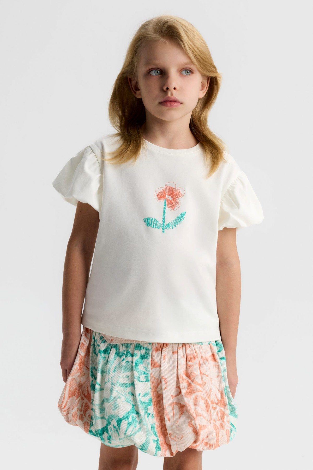 4-8 Yaş Elsa Bloom Kız Çocuk Takım-Ekru