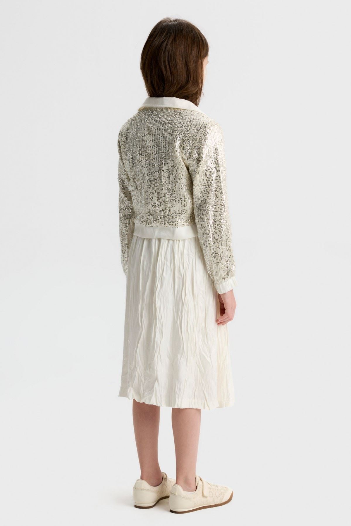 8-14 Yaş Glıtter Pearl Kız Çocuk 3'Lü Takım-Latte