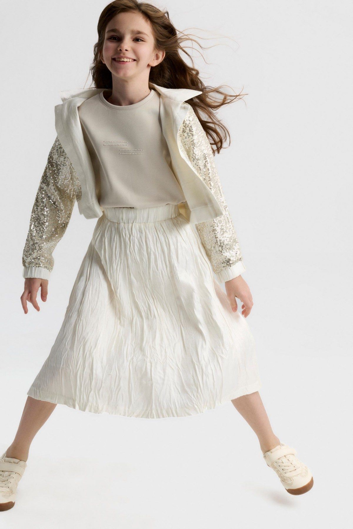 8-14 Yaş Glıtter Pearl Kız Çocuk 3'Lü Takım-Latte