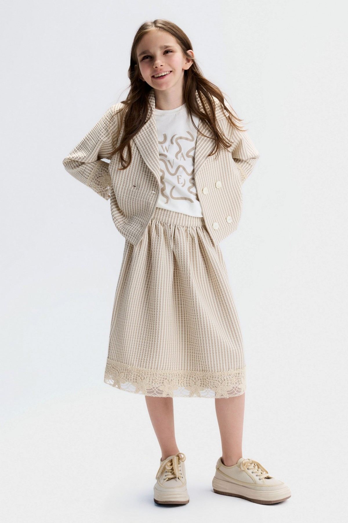 8-14 Yaş Mare Desert Kız Çocuk 3'Lü Takım-Latte