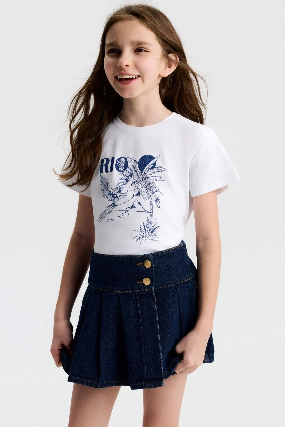 8-14 Yaş Rıo Velvet Kız Çocuk T-Shirt-Ekru