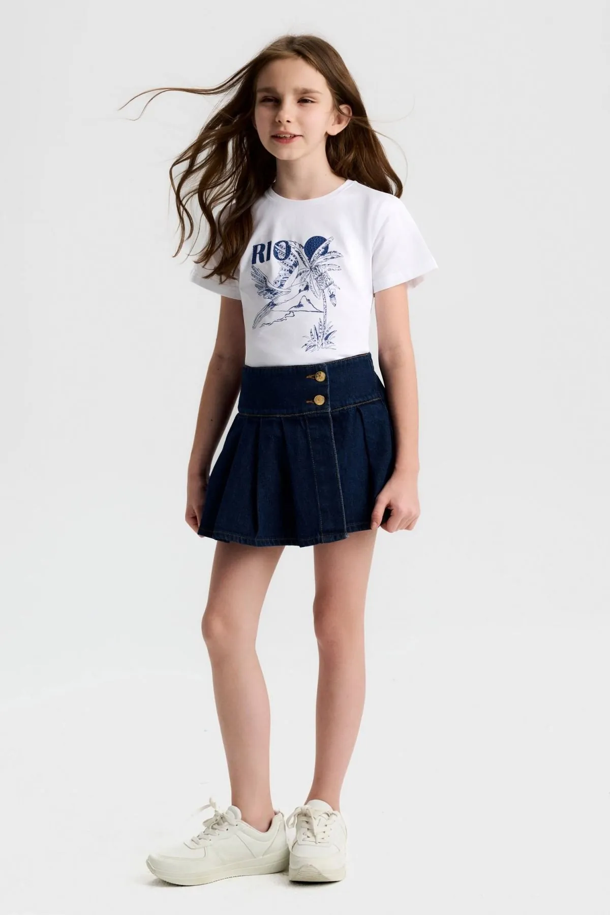 8-14 Yaş Rıo Velvet Kız Çocuk T-Shirt-Ekru