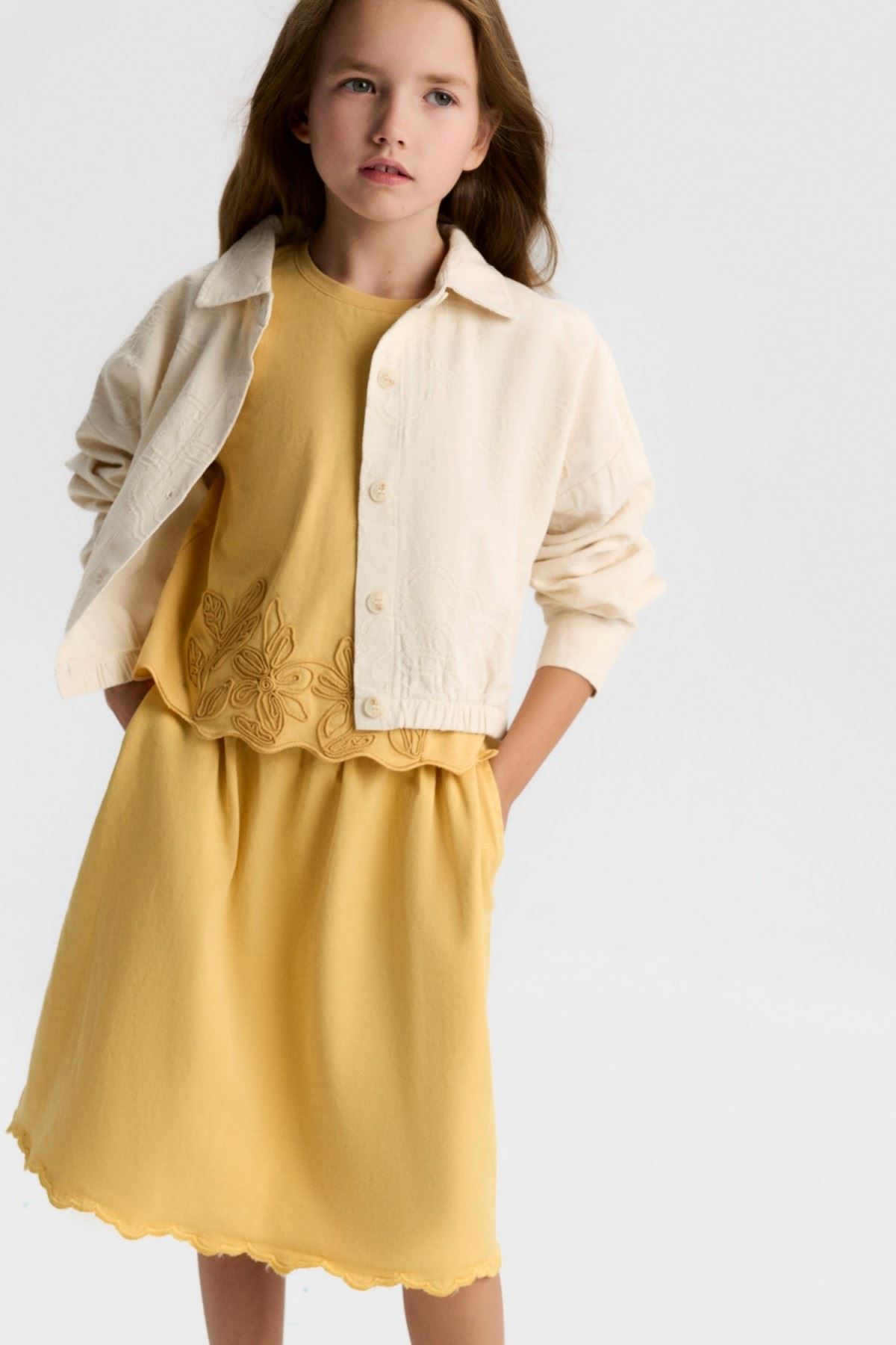 8-14 Yaş Luna Couture Kız Çocuk 3'Lü Takım-Latte