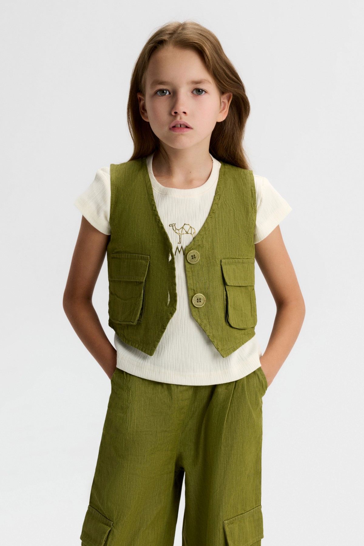 8-14 Yaş Cammelo Nova Kız Çocuk 3'Lü Takım-Haki