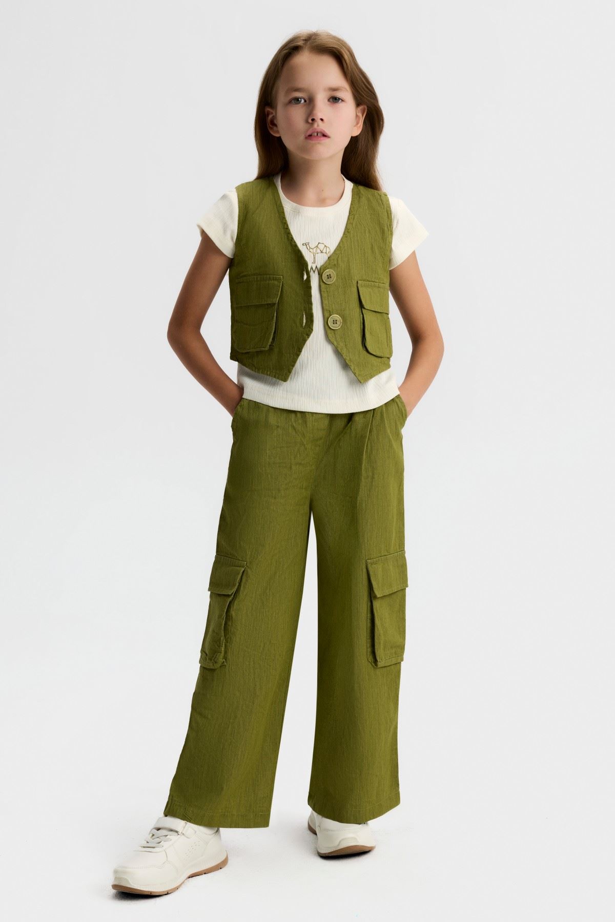 8-14 Yaş Cammelo Nova Kız Çocuk 3'Lü Takım-Haki