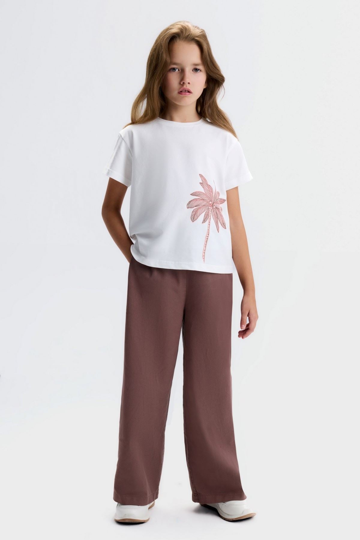 8-14 Yaş Palmiye Parfaıt Kız Çocuk 3'Lü Takım-Kahverengi