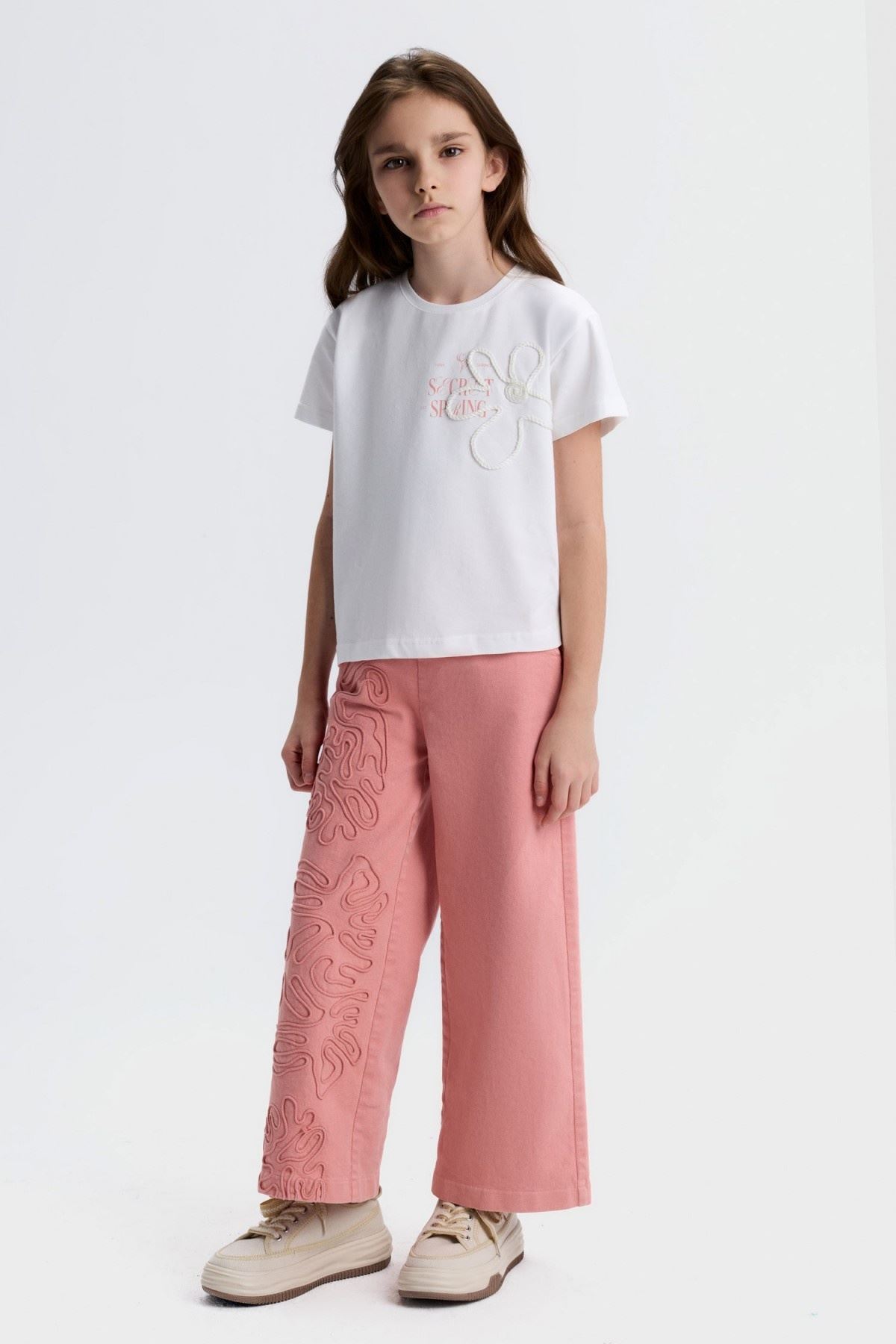 8-14 Yaş Carmine Chic Kız Çocuk 3'Lü Takım-Mercan