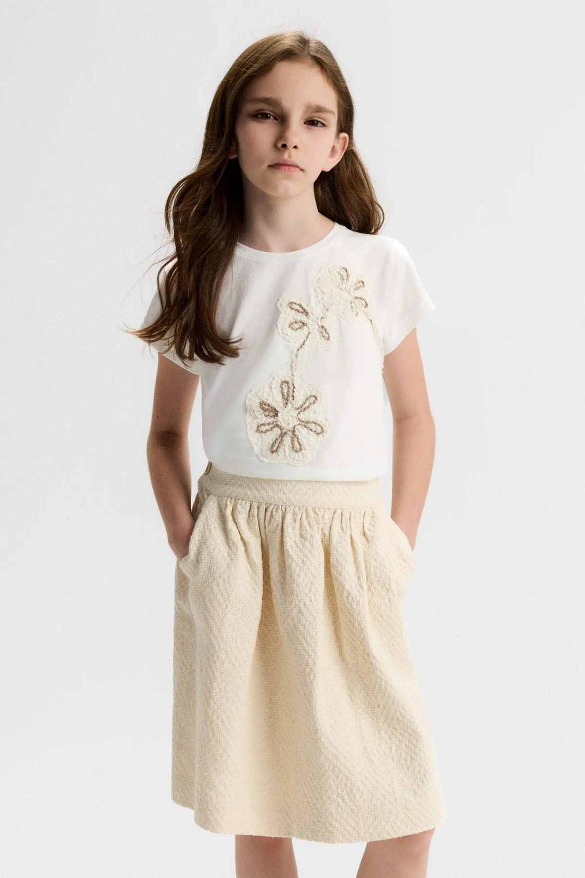 8-14 Yaş Little Luxe Kız Çocuk 3'Lü Takım-Latte