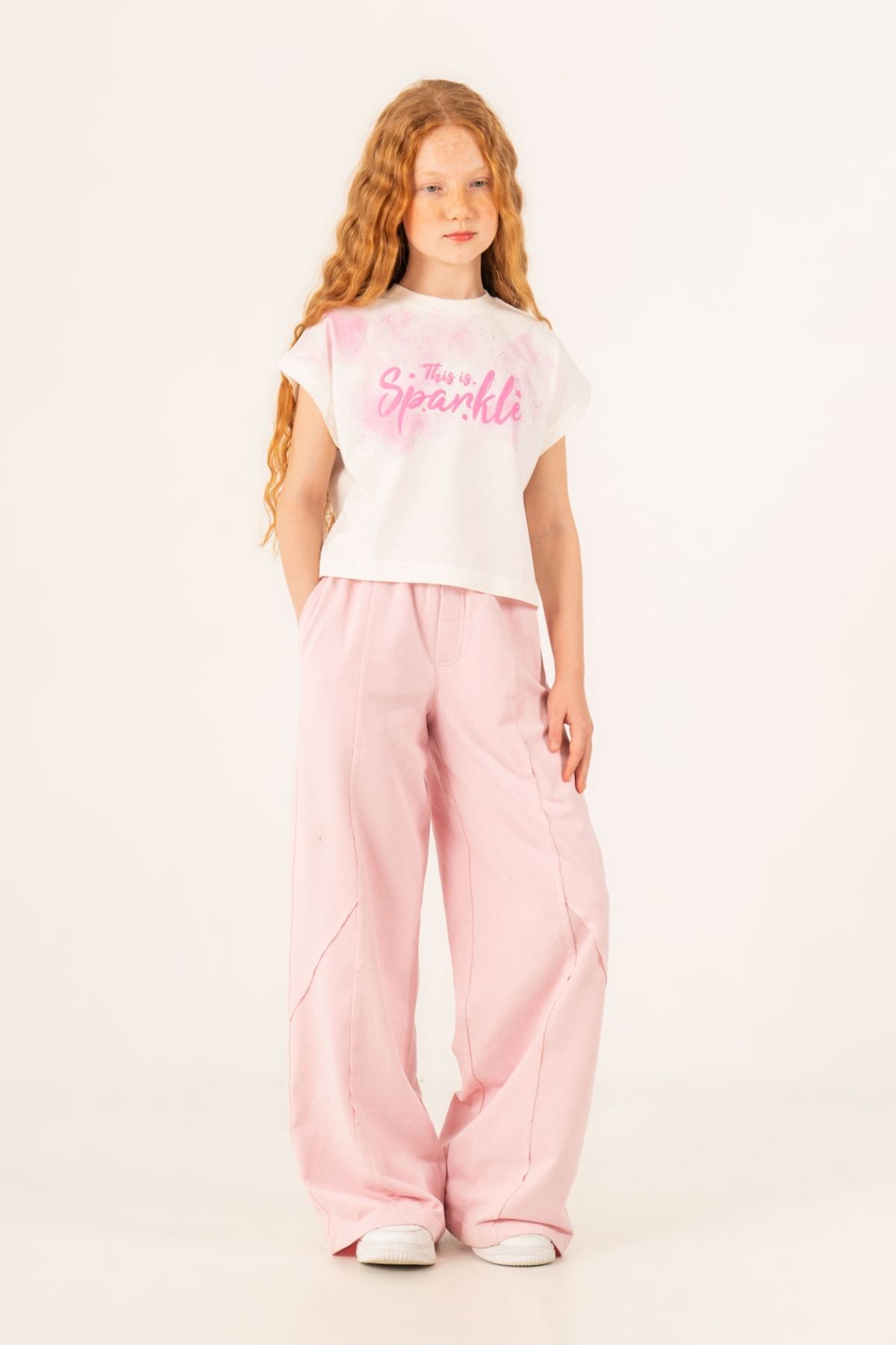 9-15 Yaş This İs Pink Kız Çocuk Takım-Ekru