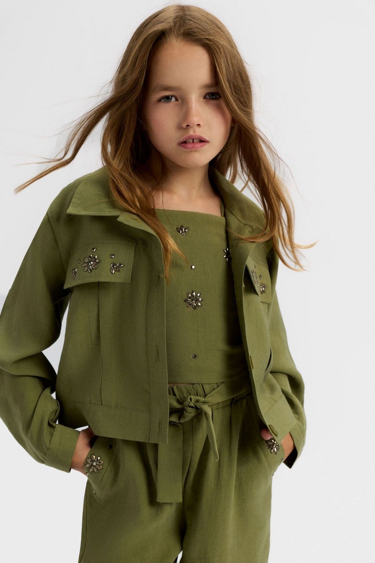 8-14 Yaş Lovely Lux Kız Çocuk 3'Lü Takım-Yeşil